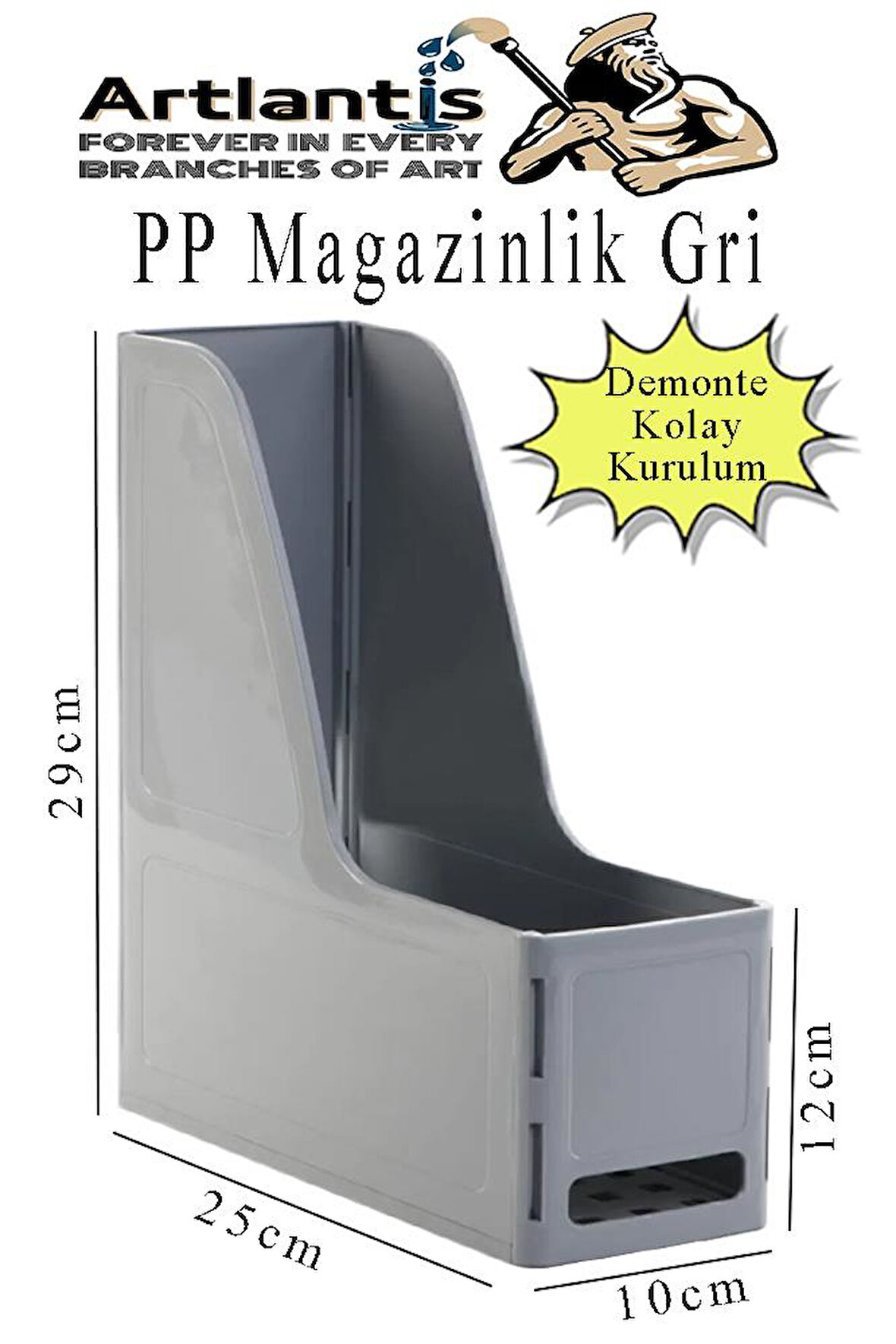 Demonte Plastik Magazinlik 1 Adet Plastik Kutu Klasörü Magazinlik A4 Dosya ve Masa Düzenleyici Sınıf Ev Ofis