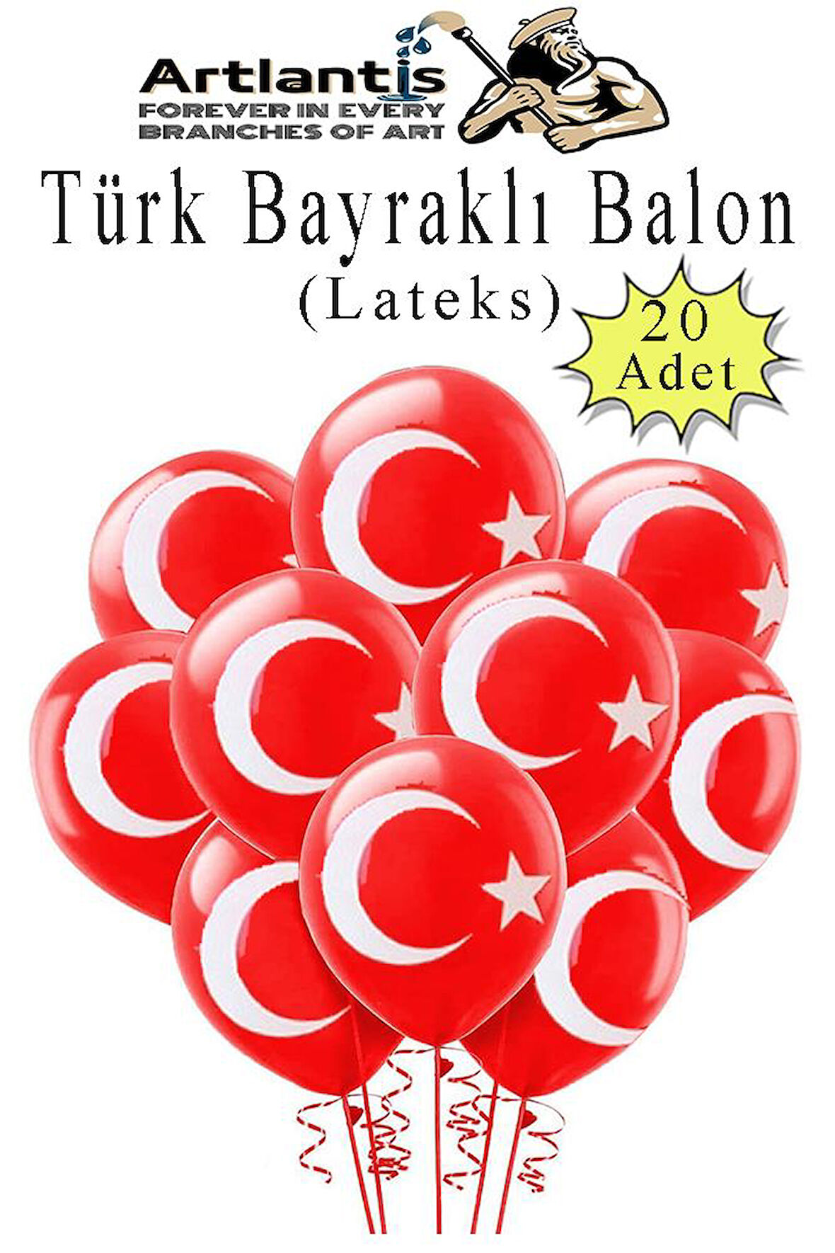 Türk Bayraklı Balon 20 Adet Ay Yıldızlı Balon Süsleme 29 Ekim 23 Nisan Kırmızı Beyaz Balon Bayrak Balon Bayram