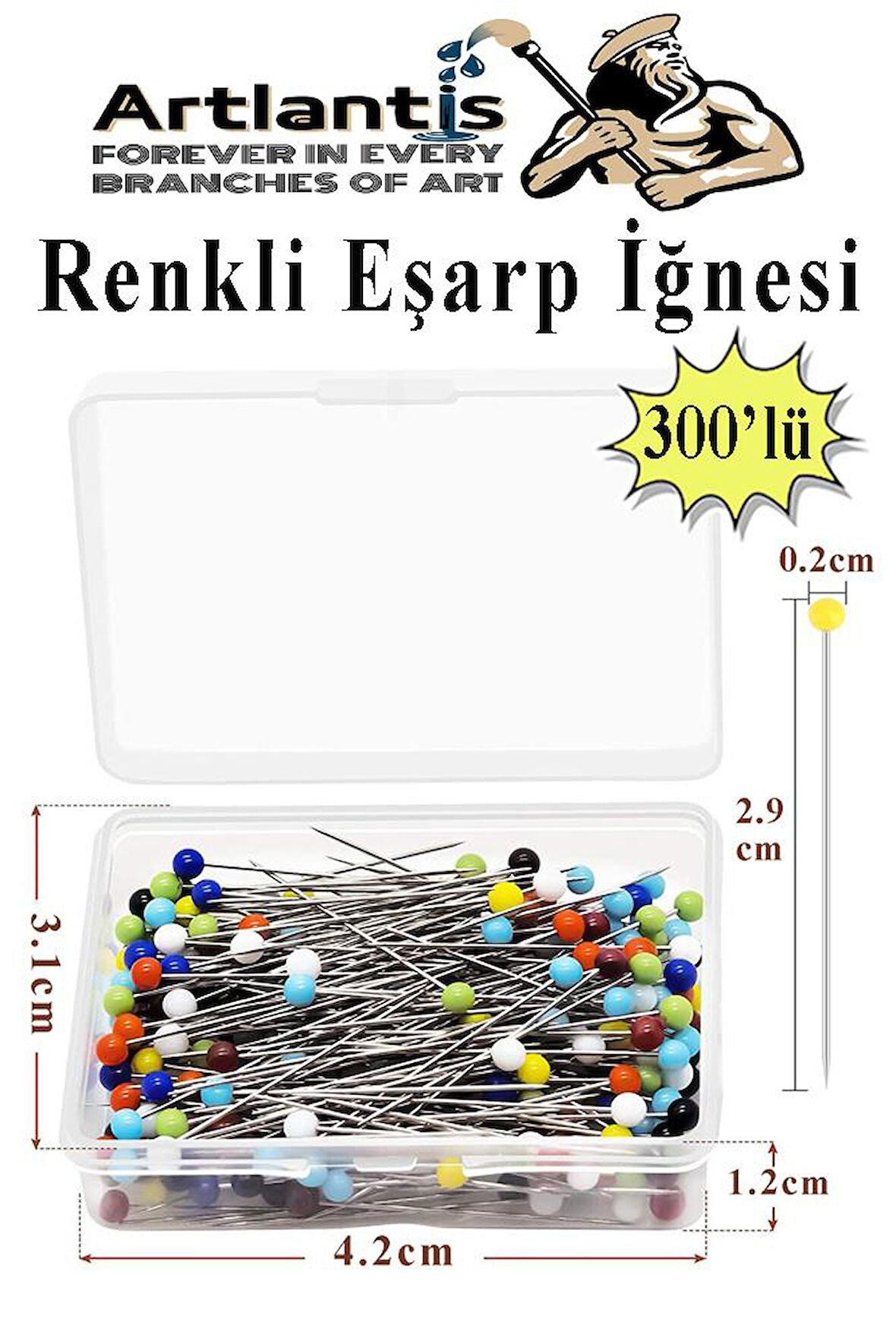 Eşarp İğnesi Renkli 300 lü 1 Paket Türban İğnesi Başörtüsü Toplu İğne Şal Düğün Nikah Nişan Kına Sünnet Takı İğnesi