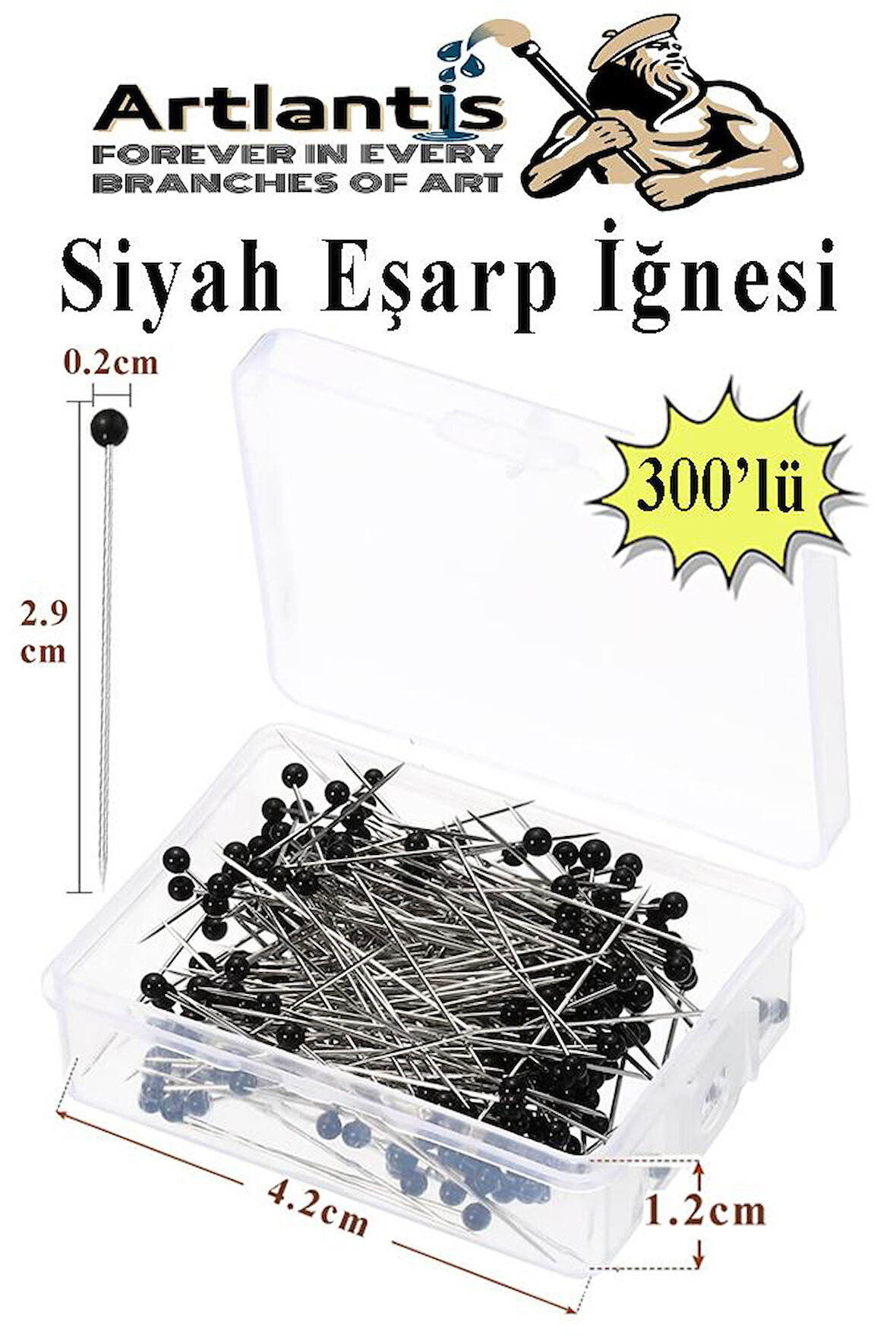 Eşarp İğnesi Siyah 300 lü 1 Paket Türban İğnesi Başörtüsü Toplu İğne Şal Düğün Nikah Nişan Kına Sünnet Takı İğnesi
