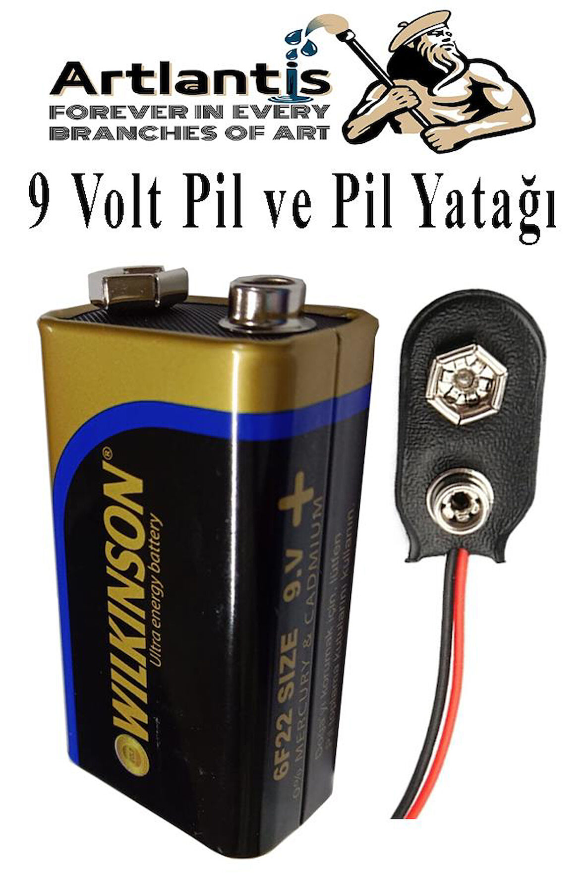 9 Volt Pil ve Pil Yatağı 1 Adet 9V Pil Yuvası İkili 9V Pil Başlığı Pil Tutucu Çift Başlıklı Kare Pil Okul Elektrik Deney