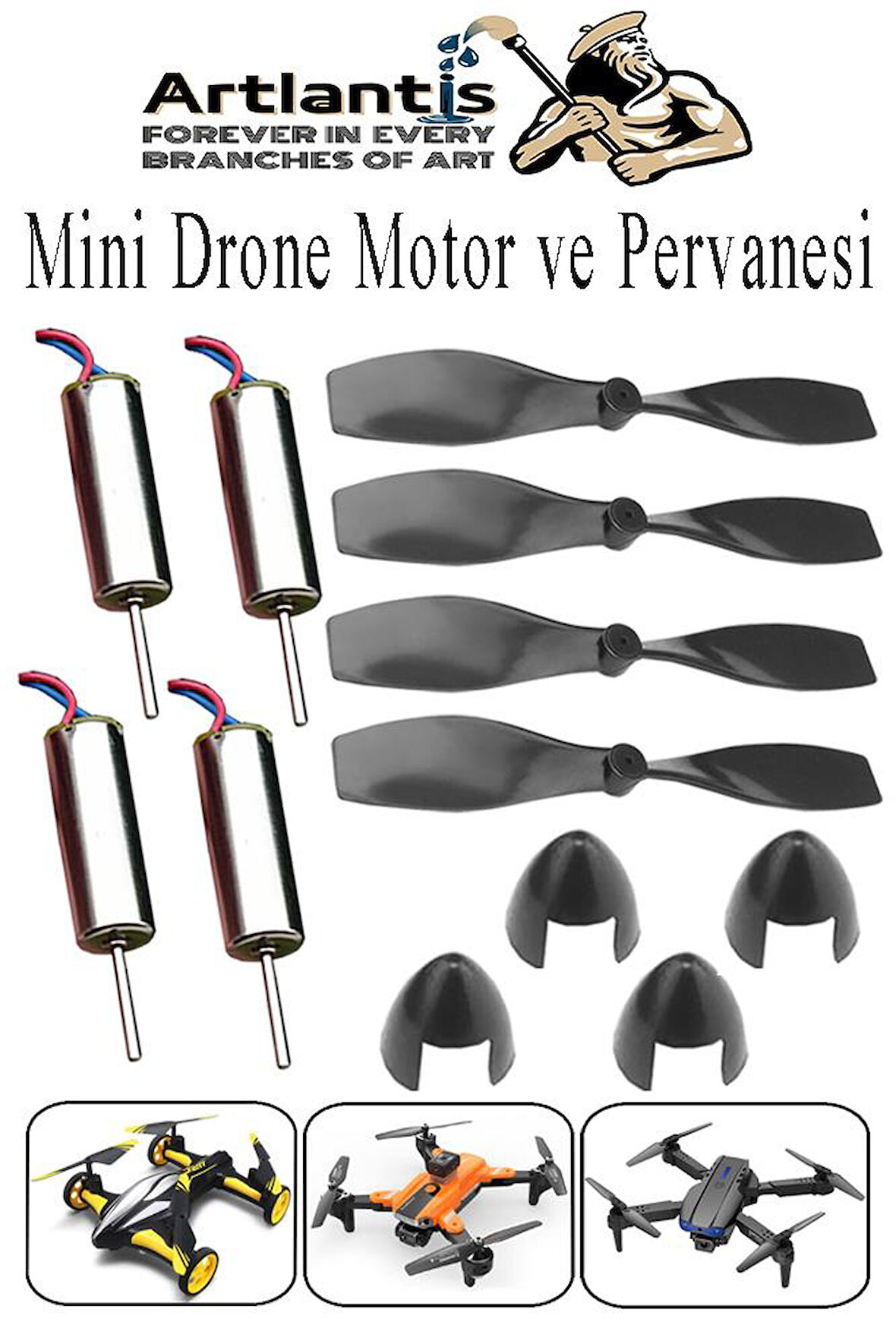 Drone Motoru VE Pervanesi 4 Adet Dc Mini Dron Motor Yüksek Hızlı Çekirdeksiz Pervane Kanatı Deney Okul Helikopter Uçak