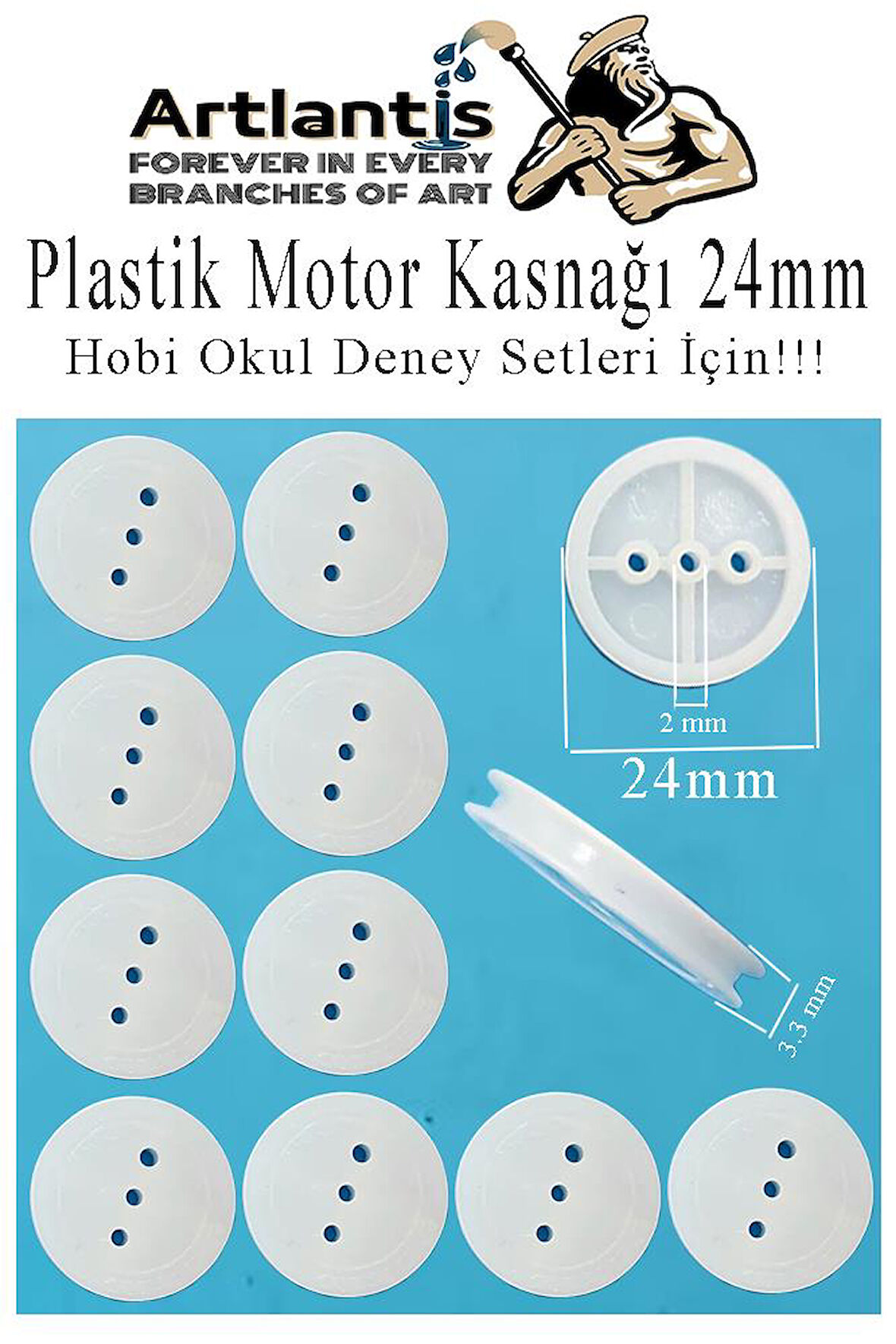 Plastik Kasnak 24 mm 10 lu 1 Paket Tekerlek Yuvarlak Kasnak Oyuncak Çıkrık Makara 2.4 cm Motor Kasnağı Deney Okul Hobi