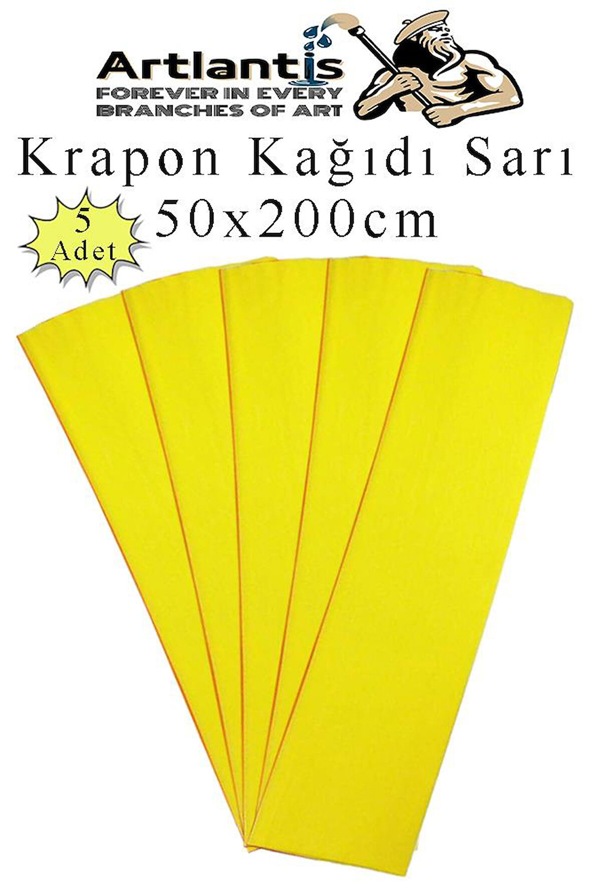 Krapon Kağıdı 50x200 cm 5 Adet Renkli Grapon Kağıdı Okul Sınıf Etkinlik Kreş Okul Öncesi Kırapon Grafon