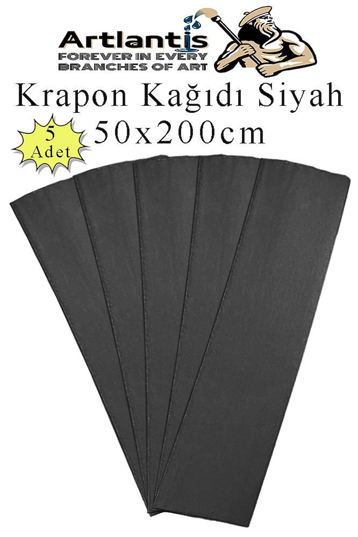 Krapon Kağıdı 50x200 cm 5 Adet Renkli Grapon Kağıdı Okul Sınıf Etkinlik Kreş Okul Öncesi Kırapon Grafon