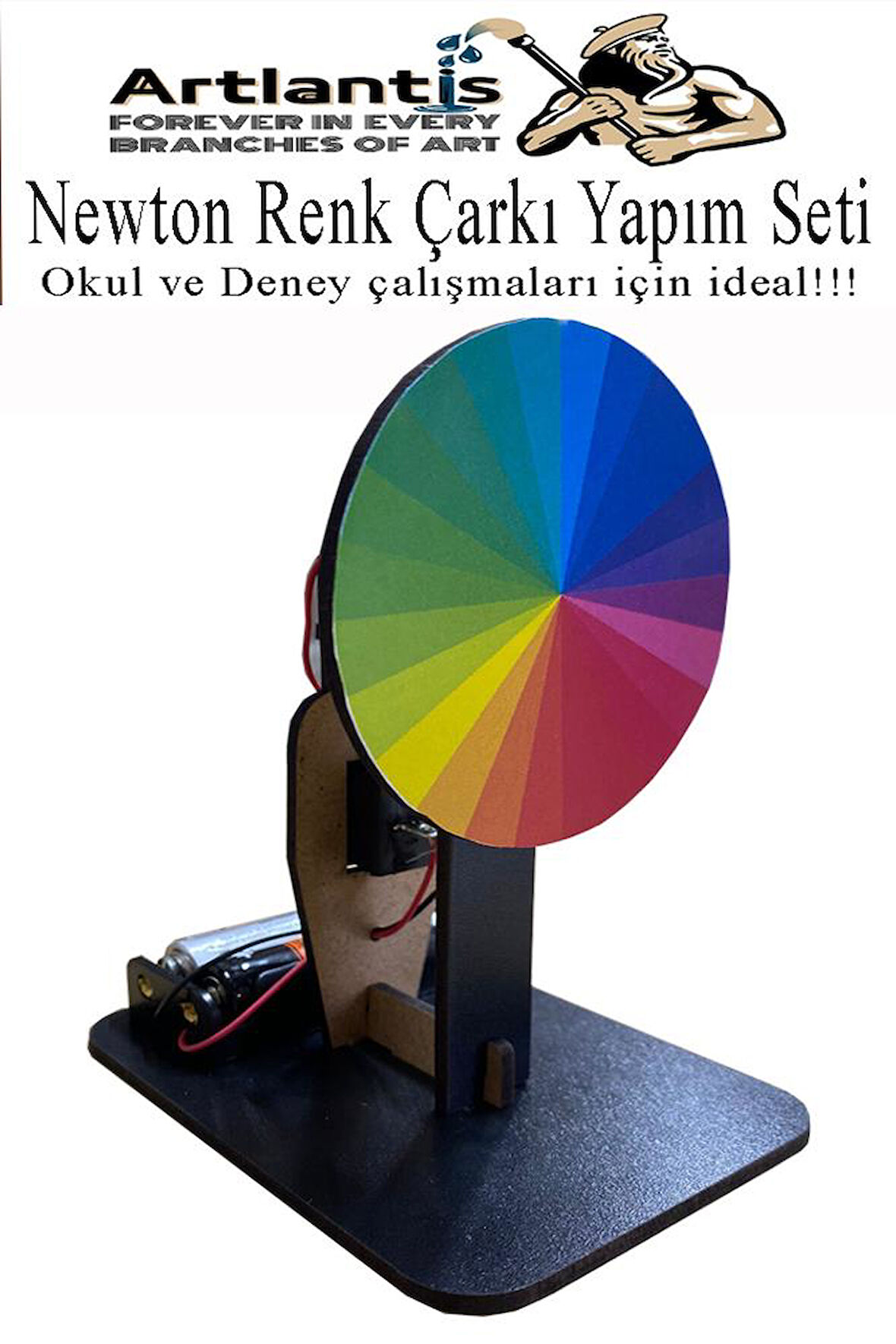 Newton Renk Çarkı Yapım Seti 1 Adet 12x7x10 cm Fen Bilimleri Deney Setleri Okul Sınıf Nevton Çarkı