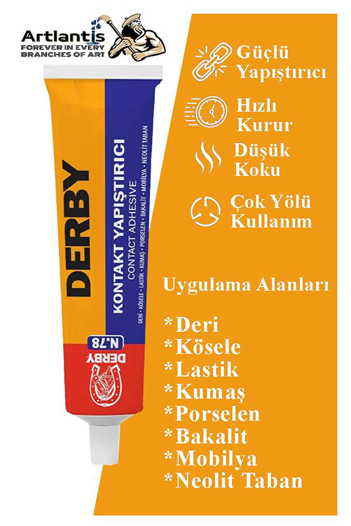 Derby Yapıştırıcı 40 gr Tüp 1 Adet Kontakt Sıvı Yapıştırıcı Deri Kösele Lastik Kumaş Porselen Mobilya Yapıştırıcı