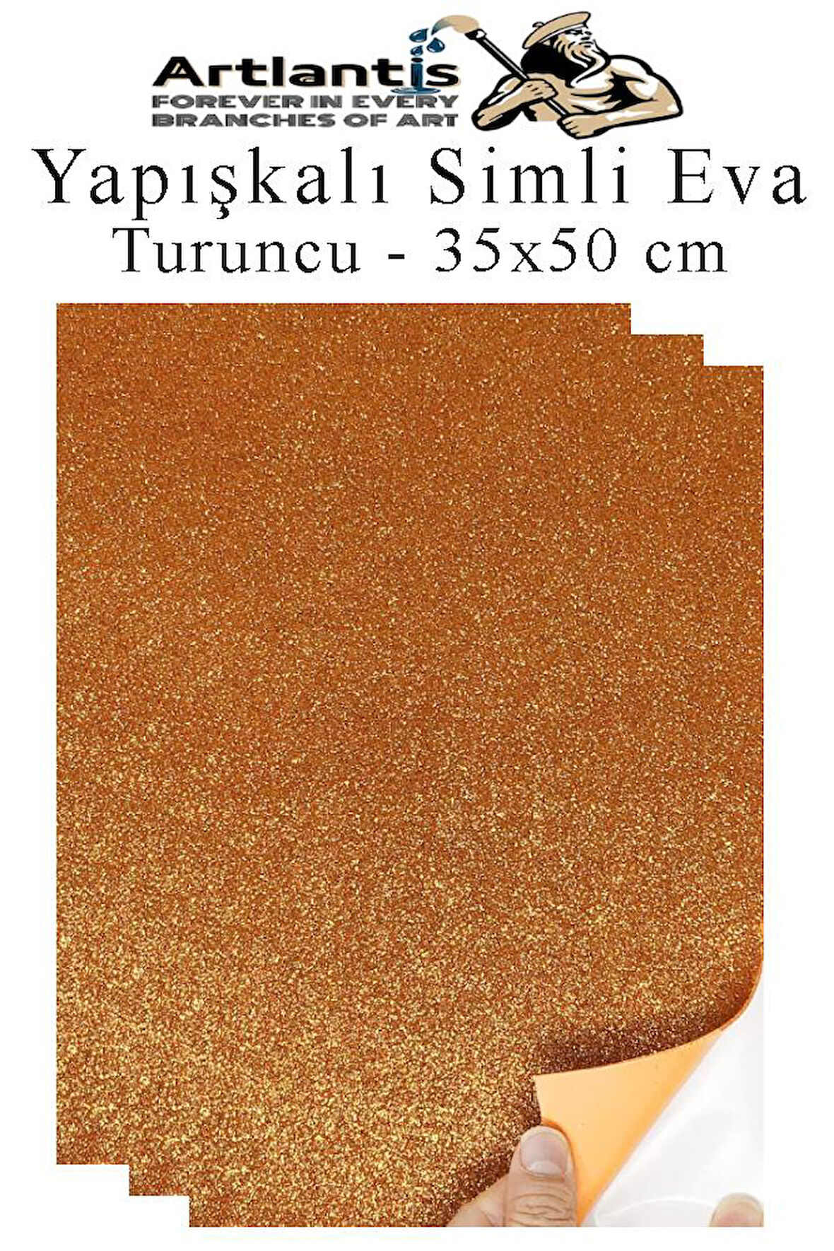 Turuncu Yapışkanlı Simli Eva 35x50 cm 3 Adet Simli Yapışkanlı Eva Süngeri Okul Kreş Anasınıfı Elişi Etkinlikleri Hobi