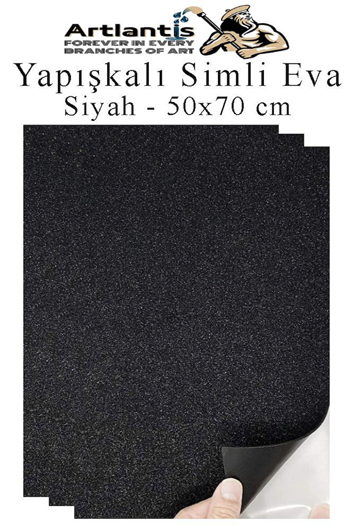 Siyah Yapışkanlı Simli Eva 50x70 cm 3 Adet Simli Yapışkanlı Eva Süngeri Okul Kreş Anasınıfı Elişi Etkinlikleri Hobi