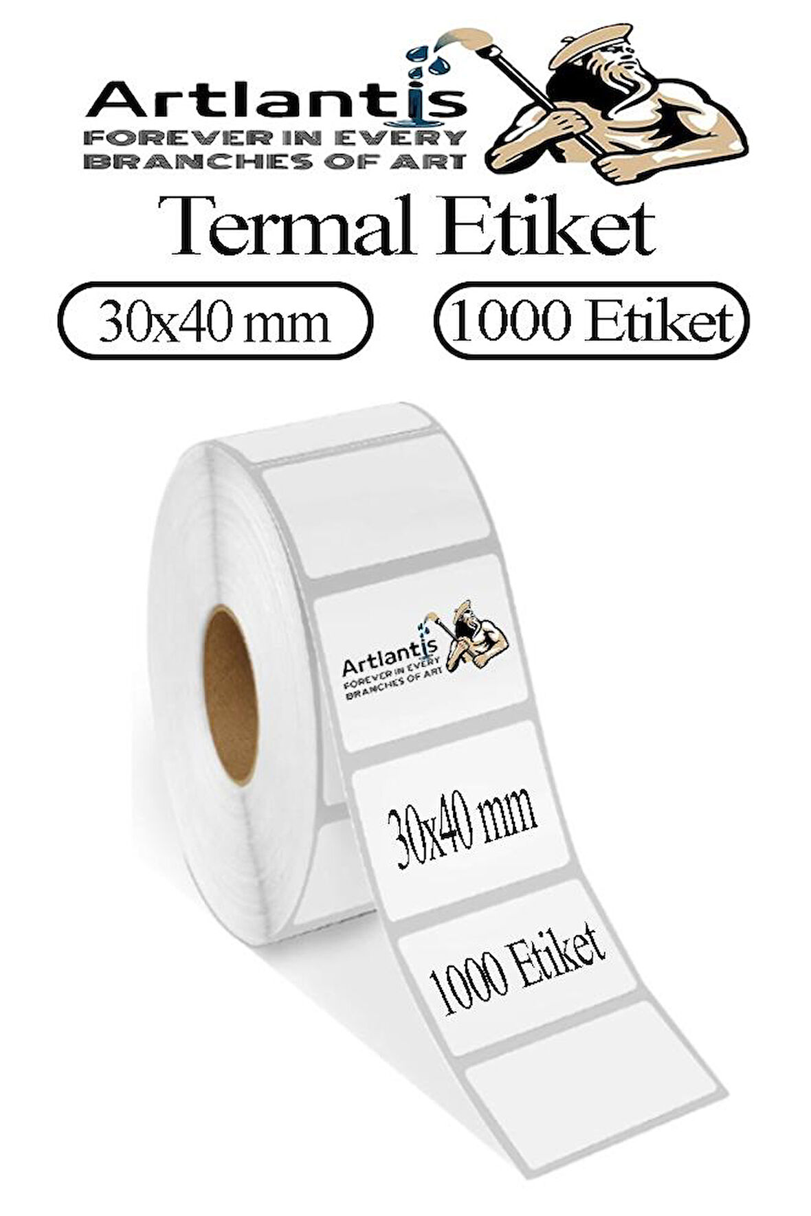 30X40 mm Barkod Etiketi Yapışkanlı 1 Adet Rulo Etiket Termal Barkot Terazi Etiketi 1000 li Barkod Yazıcılarına Uyumludur