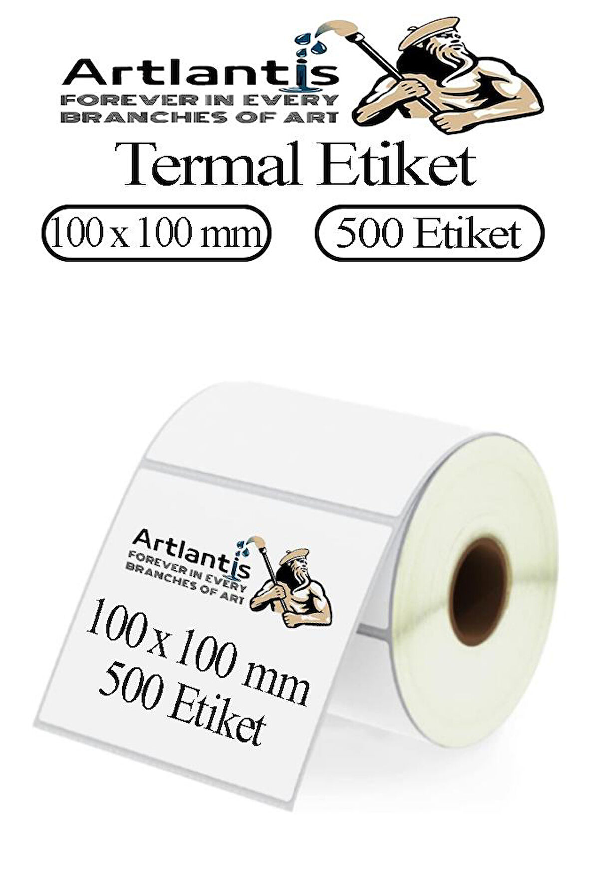 100x100 mm Barkod Etiketi Yapışkanlı 1 Adet Rulo Etiket Termal Barkot Terazi Etiketi 500 lü Barkod Yazıcılara 10x10cm