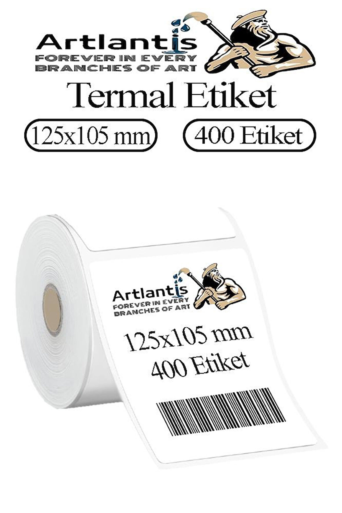 125x105 mm Barkod Etiketi Yapışkanlı 1 Adet Rulo Etiket Termal Barkot Terazi Etiketi 400 lü Barkod Yazıcılara Uyumludur