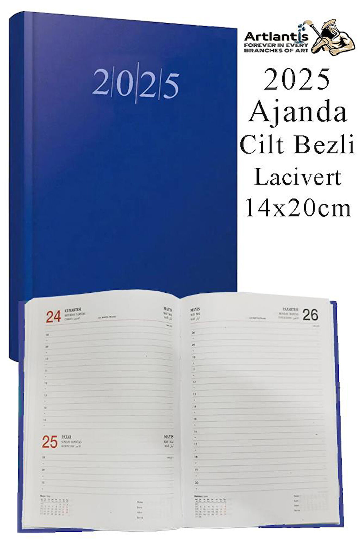 2025 Ajanda 14x20 cm Çizgili Cilt Bezli Dikişli 1 Adet Günlük Planlayıcı Cilt Bezi Ciltli Ajanda 2025 Ofis Okul Büro