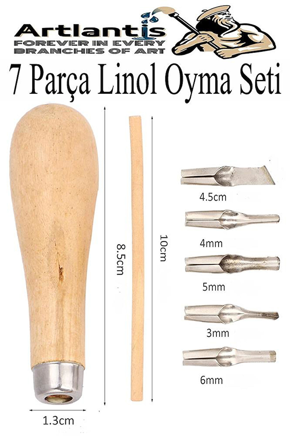 Linol Oyma Seti 7 Parça 1 Paket Linol Oyma Kesme Bıçak Seti 5 Bıçaklı Linolyum Baskı Ahşap Saplı