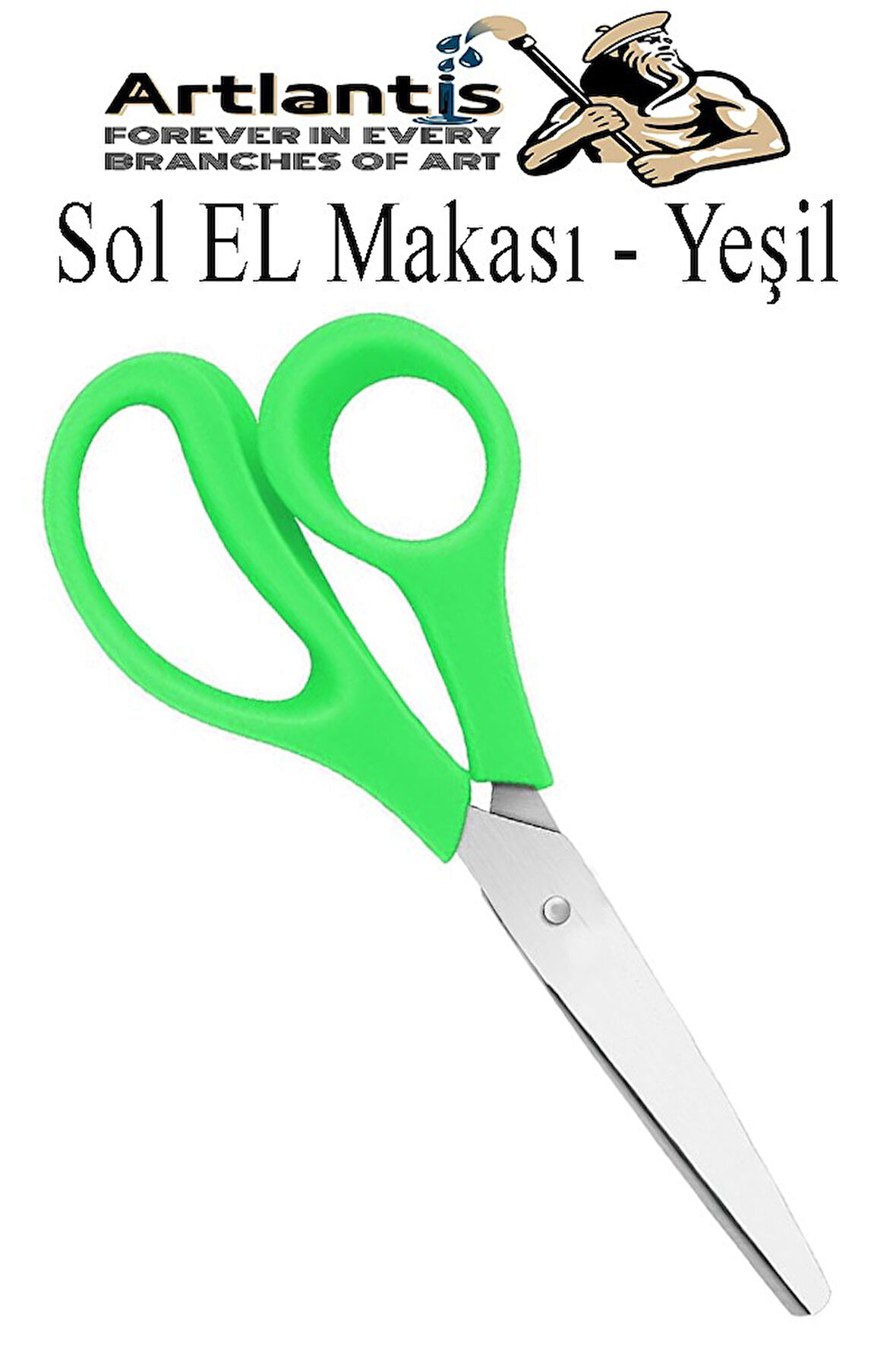 Sol El Makası 1 Adet Solak Okul Makası Plastik Saplı Solel İçin Makas Okul Öğrenci Makası Küt Uçlu Paslanmaz Çelik