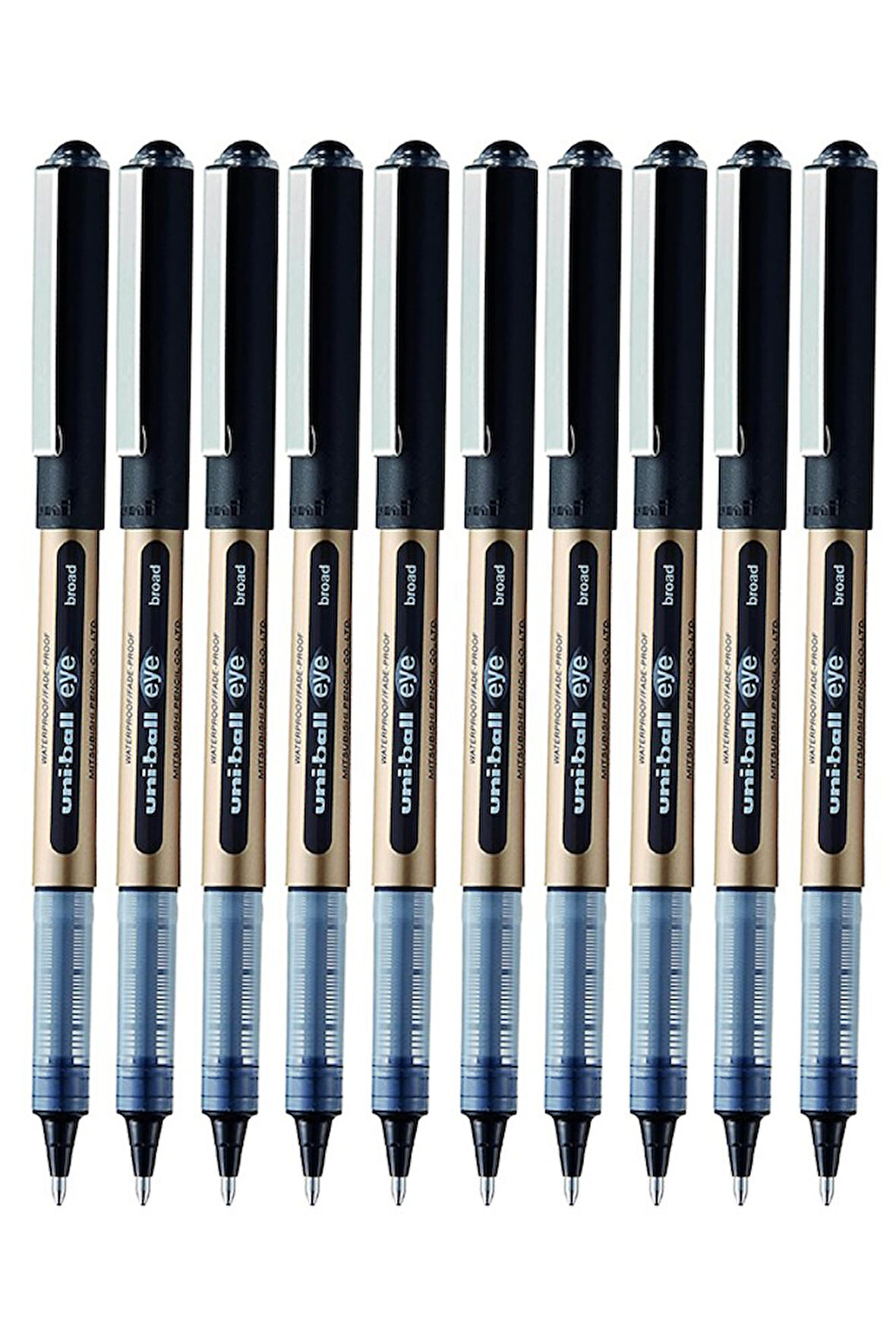 Siyah Pilot Kalem 10 Adet Uniball Eye Broad 1.0 mm Roller Pilot Kalem Ub-150-10 Roller Uçlu Likit Mürekkepli