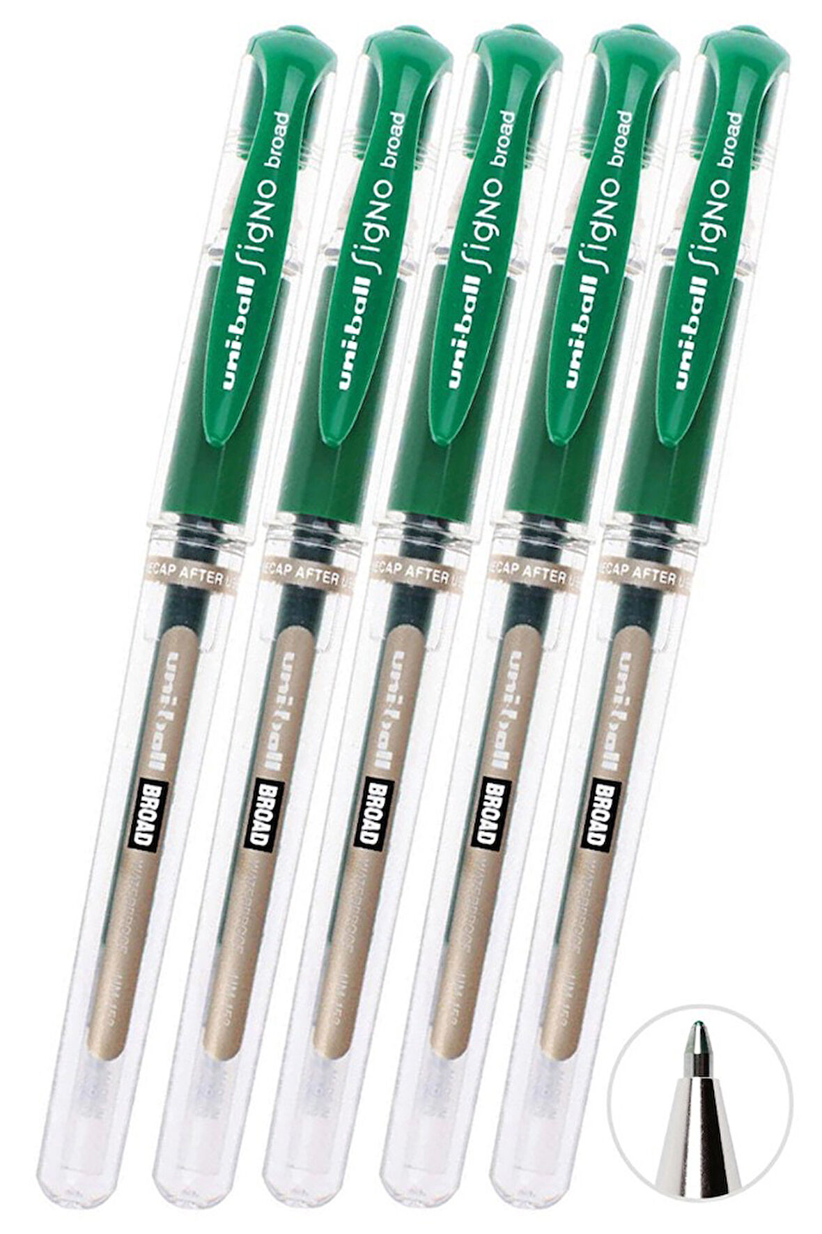 Yeşil İmza Kalemi 5 Adet Uniball Signo Broad 1.0 mm Roller Pilot Kalem Um-153 Roller Uçlu Likit Mürekkepli Pilot Kalem