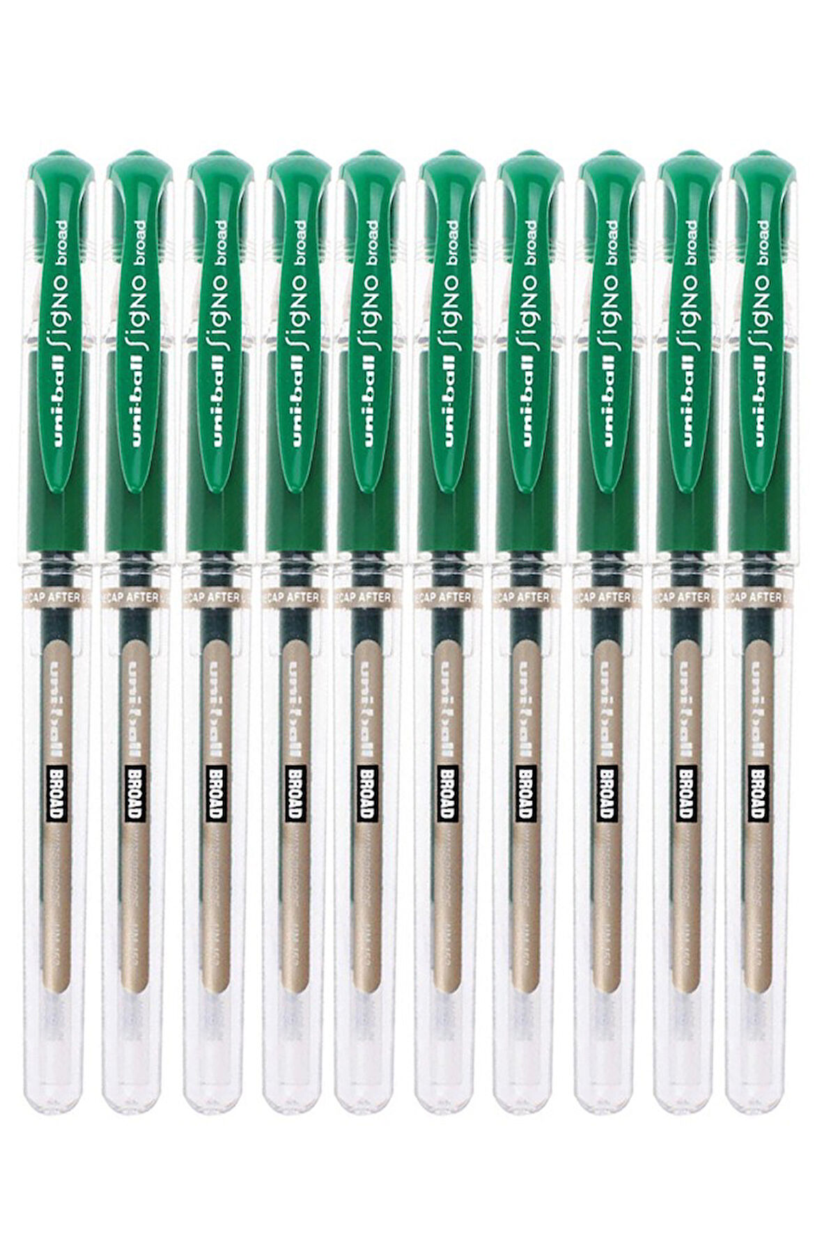 Yeşil İmza Kalemi 10 Adet Uniball Signo Broad 1.0 mm Roller Pilot Kalem Um-153 Roller Uçlu Likit Mürekkepli Kalem