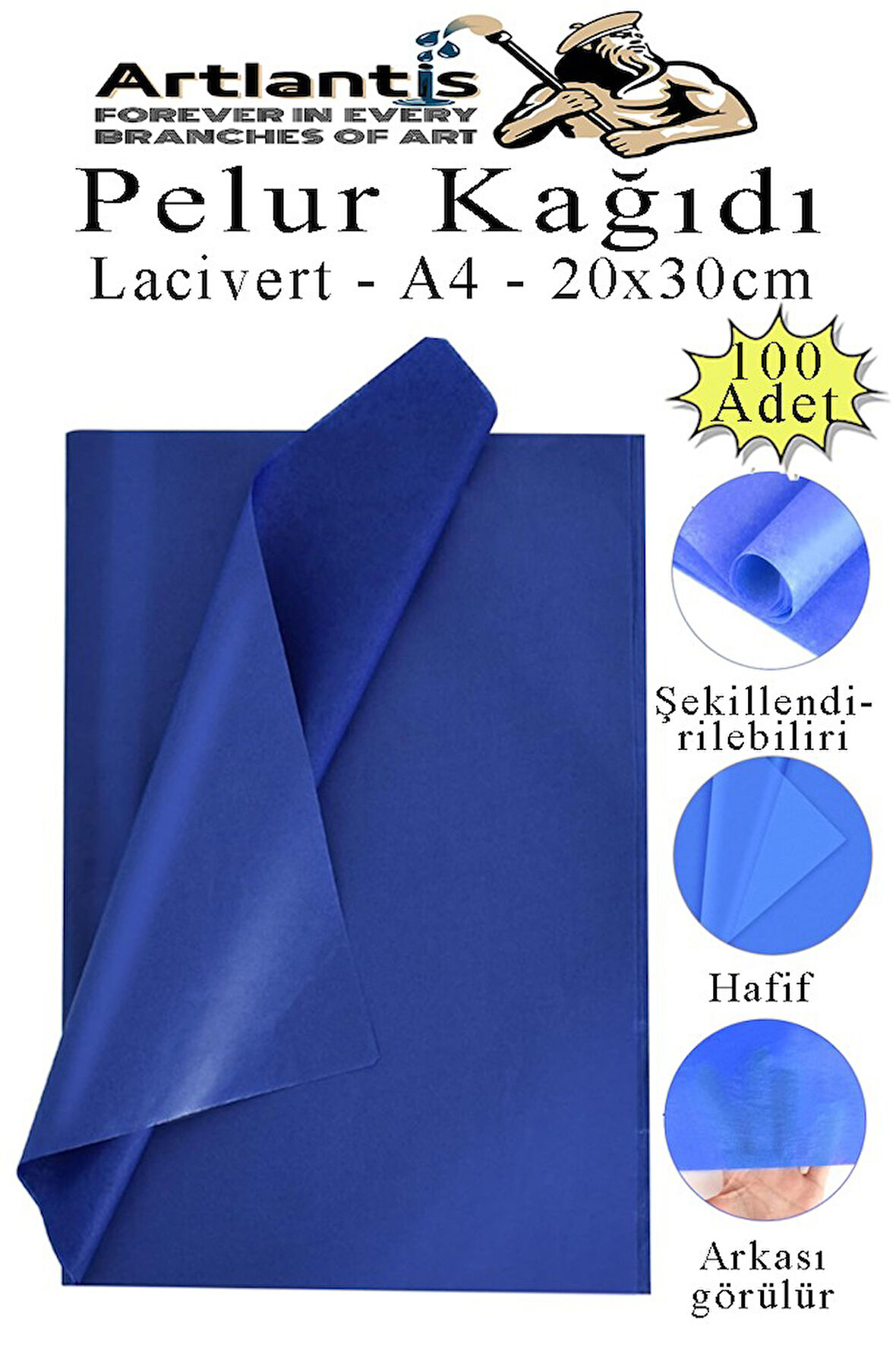 Lacivert Pelur Kağıdı 100 lü 1 Pkt A4 Pelur Kagıt Moda Tasarım Tekstil Hediye Pketleme Ambalaj Kağıdı Parti Doğum Günü