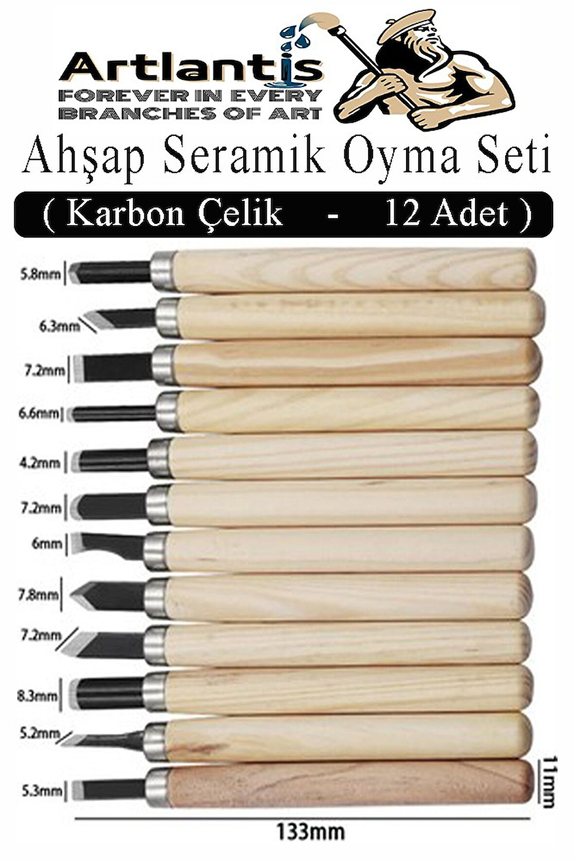 Ahşap Seramik Oyma Seti 12 li 1 Paket İskarpela Seti Paslanmaz Çelik Bıçaklı Ağaç Oyma Heykel Hobi Kretuar Gravür