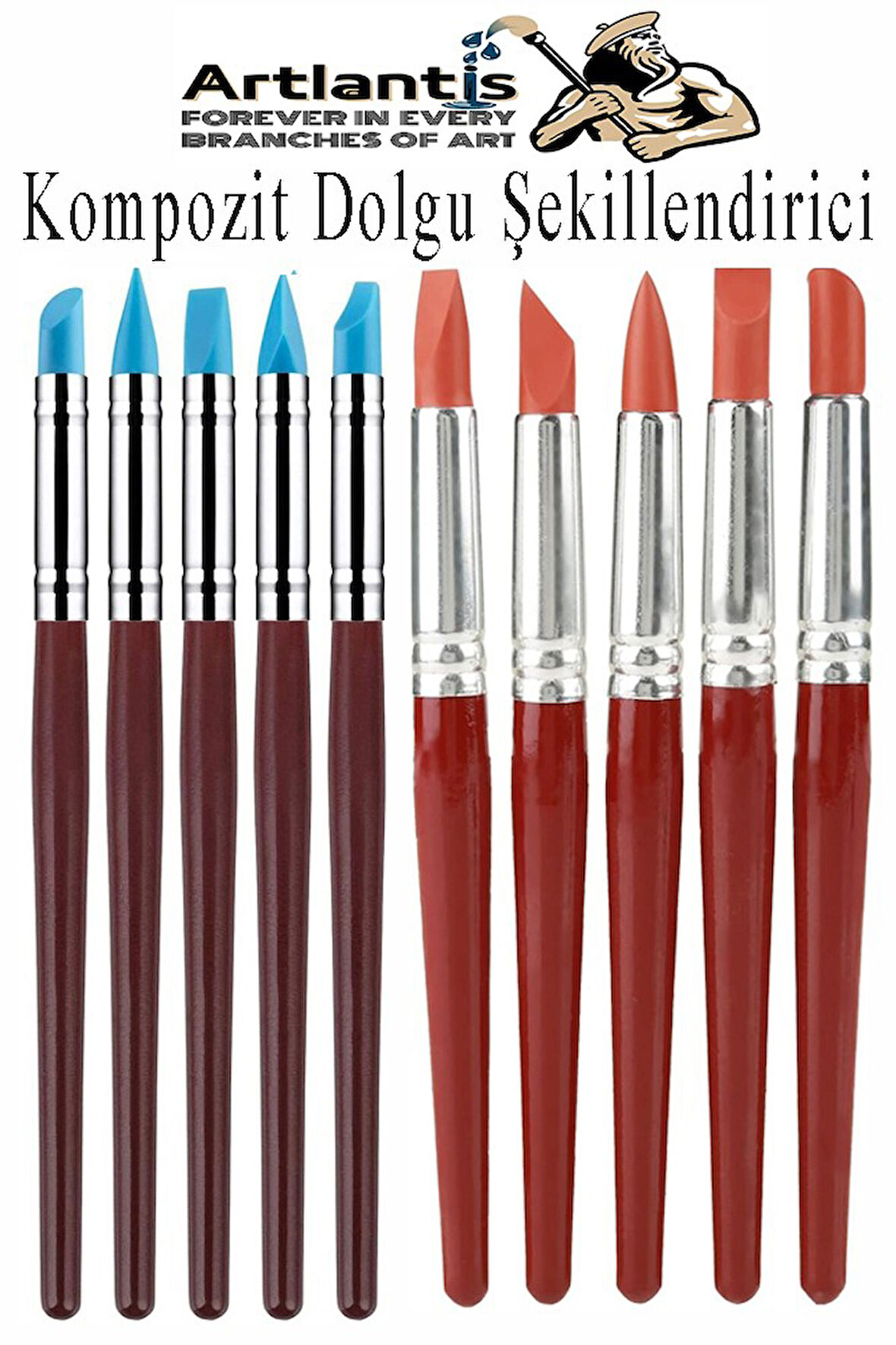 Kompozit Dolgu Şekillendirici Silikon Uçlu Fırça 10 lu 1 Paket Diş Reçine Fırça Kalemi Diş Şekillendirme Kaucuk Diş