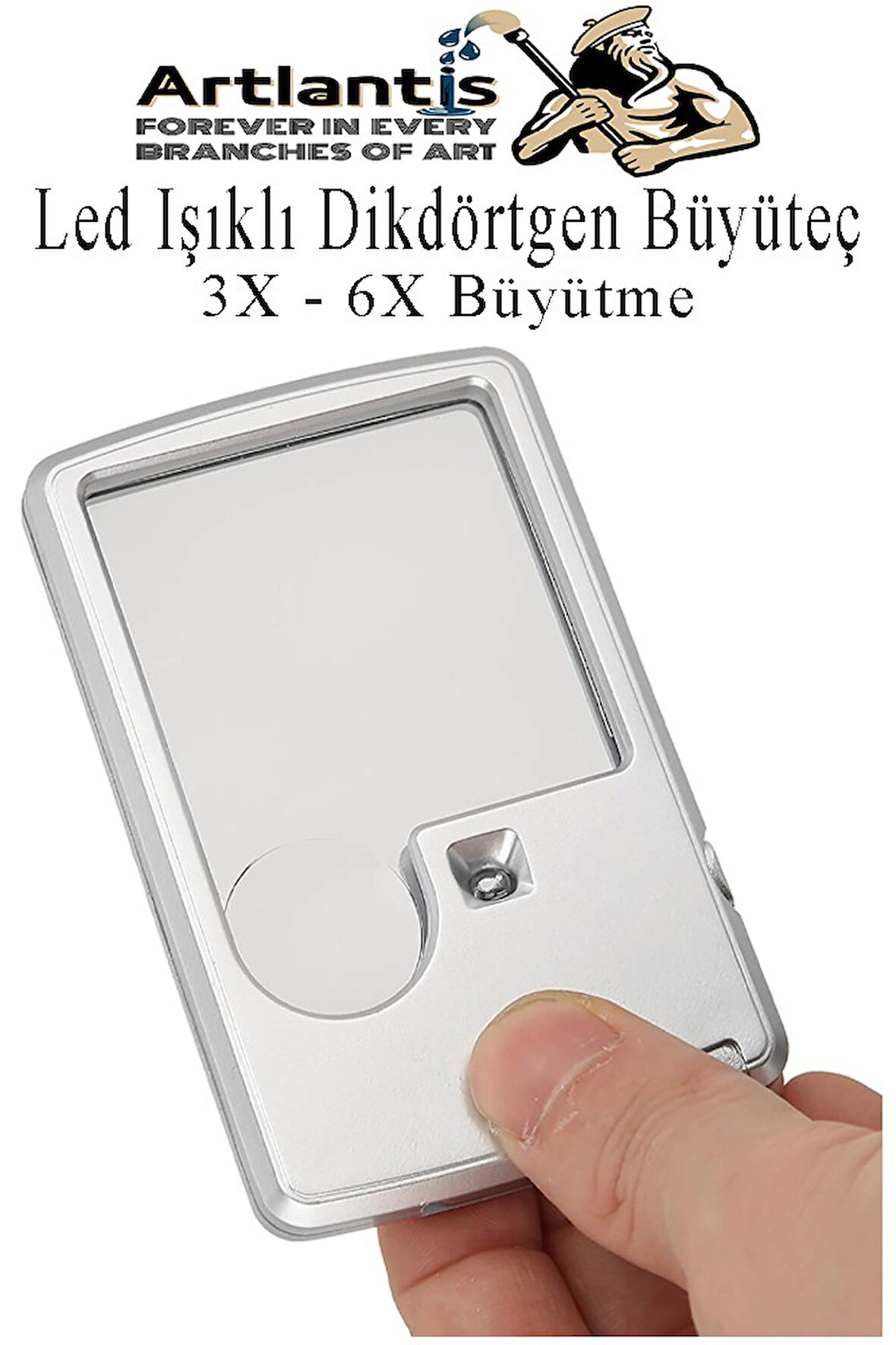 Led Işıklı Kart Tipi Büyüteç 1 Adet 3X 6X Büyütme Lens El Tipi Mercek Cep Büyüteç Kılıflı Okul Büro Ofis