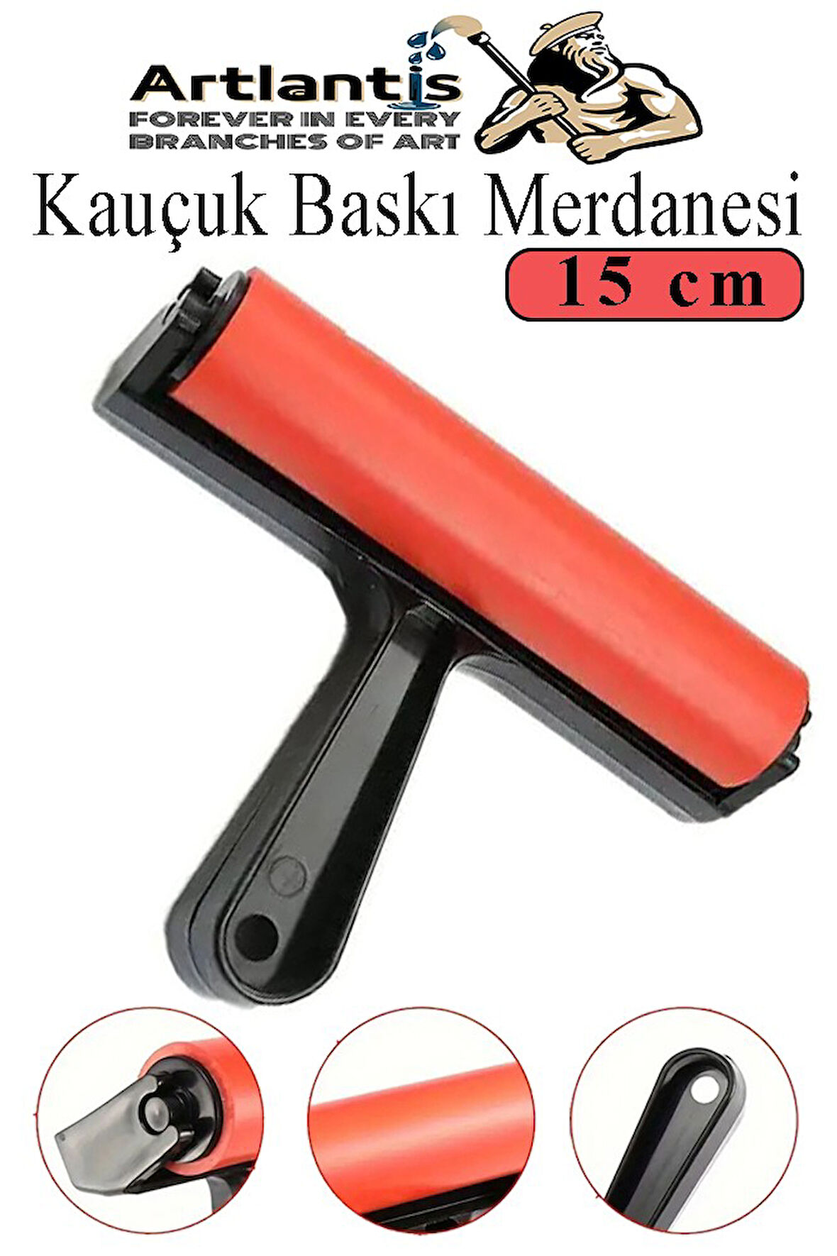 Kauçuk Baskı Merdanesi 15 cm 1 Adet Plastik Linol Baskı Merdanesi Silindir Rulo Merdane Vinil Baskı Yapıştırma