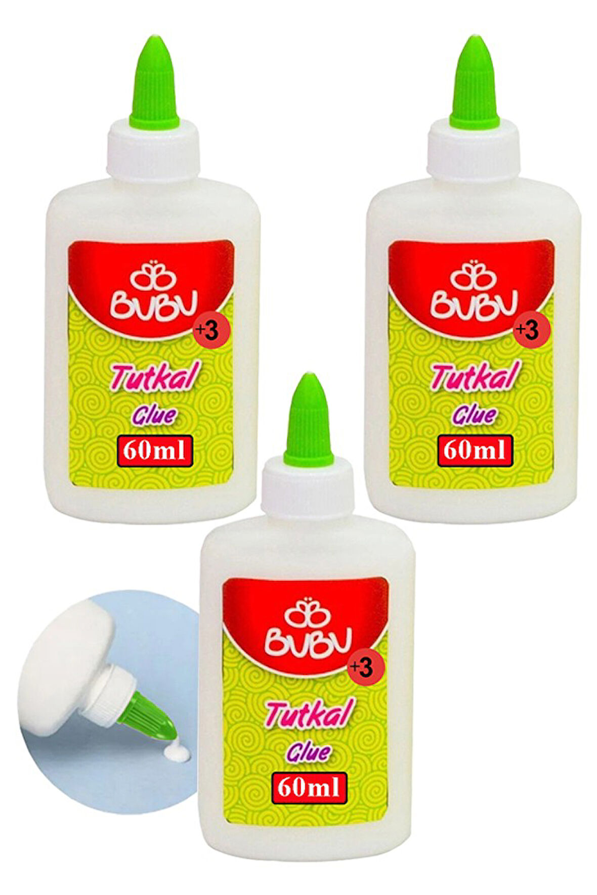 Beyaz Tutkal 60 ml 3 Adet Bubu Beyaz Mobilya Tutkalı 75 gr Ahşap Tutkalı Su Bazlı Çok Amaçlı Beyaz Tutkal