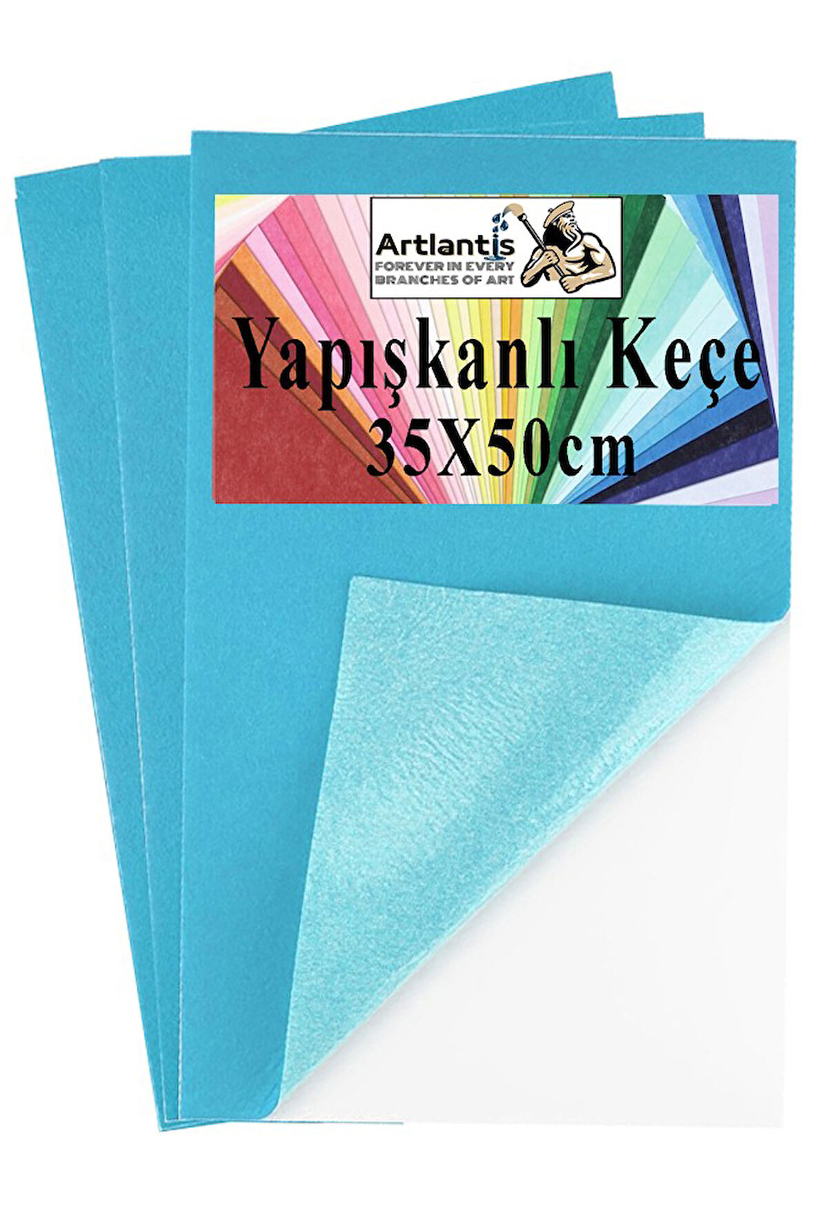 Açık Mavi Yapışkanlı Keçe 35x50 cm 3 Adet 2.0 mm Kendinden Yapışkanlı Renkli Hobi Keçesi Elişi Keçe Kumaşı Anasınıfı