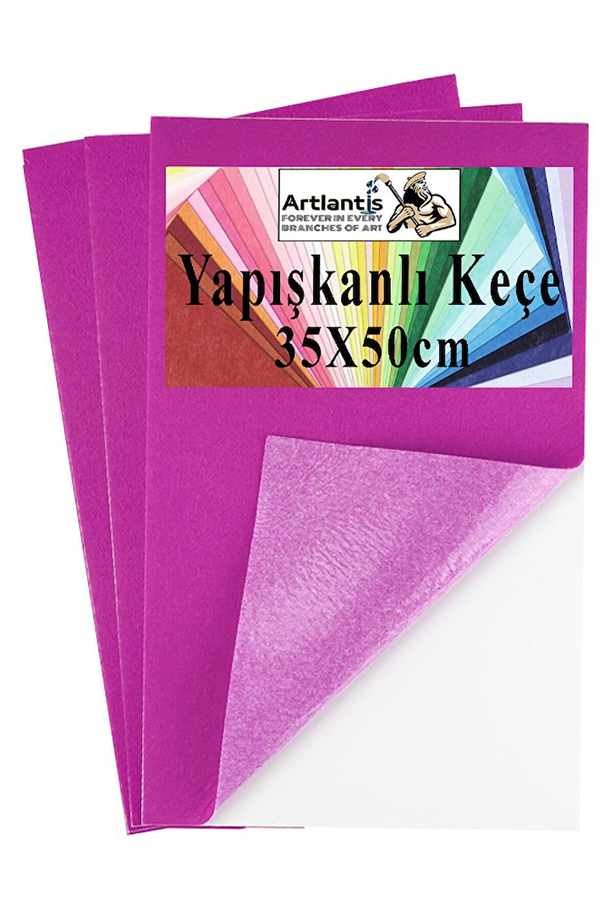 Fuşya Yapışkanlı Keçe 35x50 cm 3 Adet 2.0 mm Kendinden Yapışkanlı Renkli Hobi Keçesi Elişi Keçe Kumaşı Anasınıfı