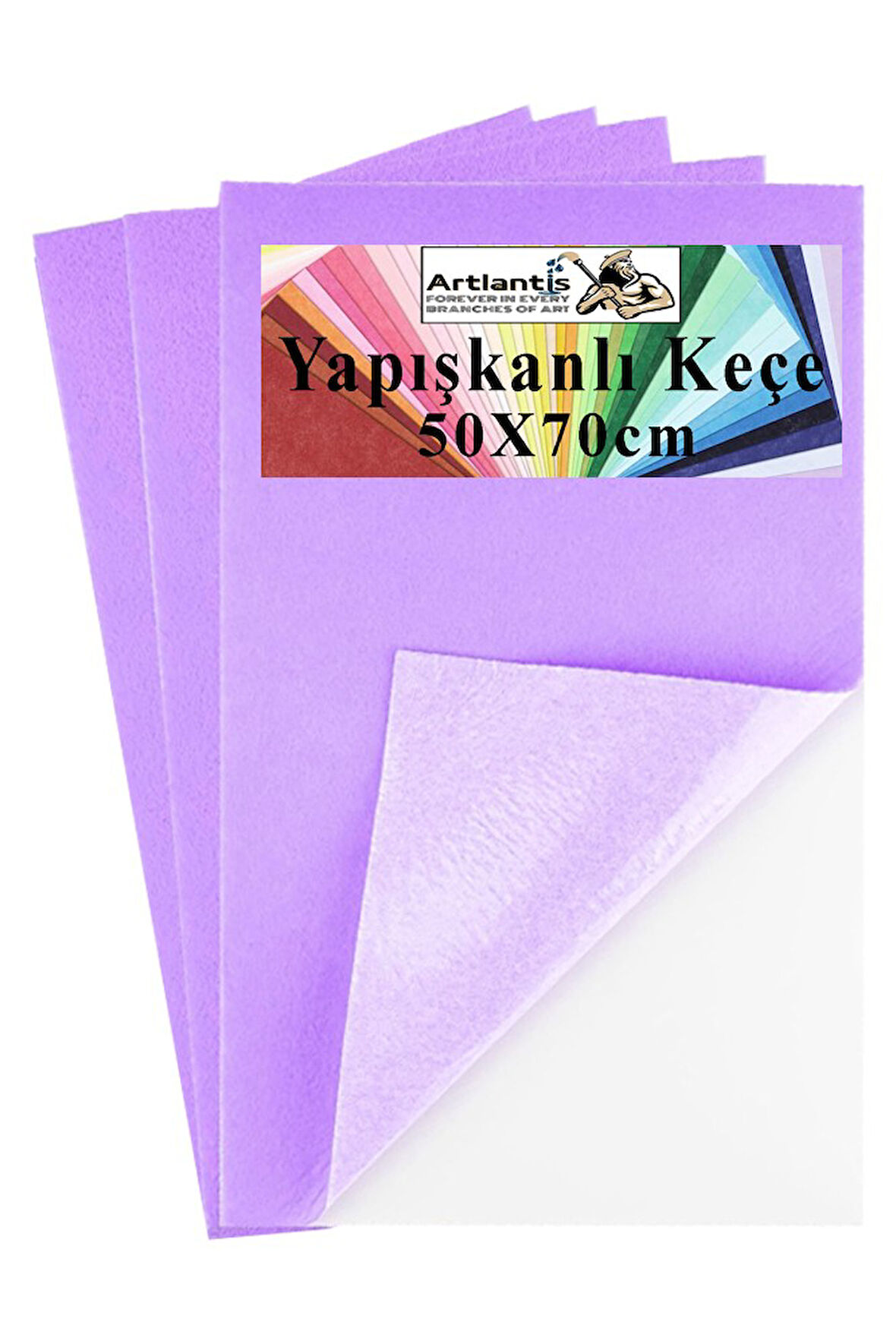 Lila Yapışkanlı Keçe 50x70 cm 3 Adet 2.0 mm Kendinden Yapışkanlı Renkli Hobi Keçesi Elişi Keçe Kumaşı Anasınıfı