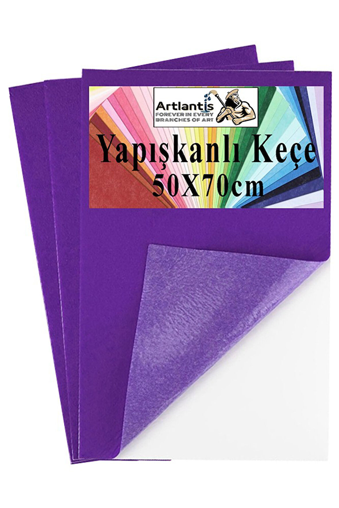 Mor Yapışkanlı Keçe 50x70 cm 3 Adet 2.0 mm Kendinden Yapışkanlı Renkli Hobi Keçesi Elişi Keçe Kumaşı Anasınıfı