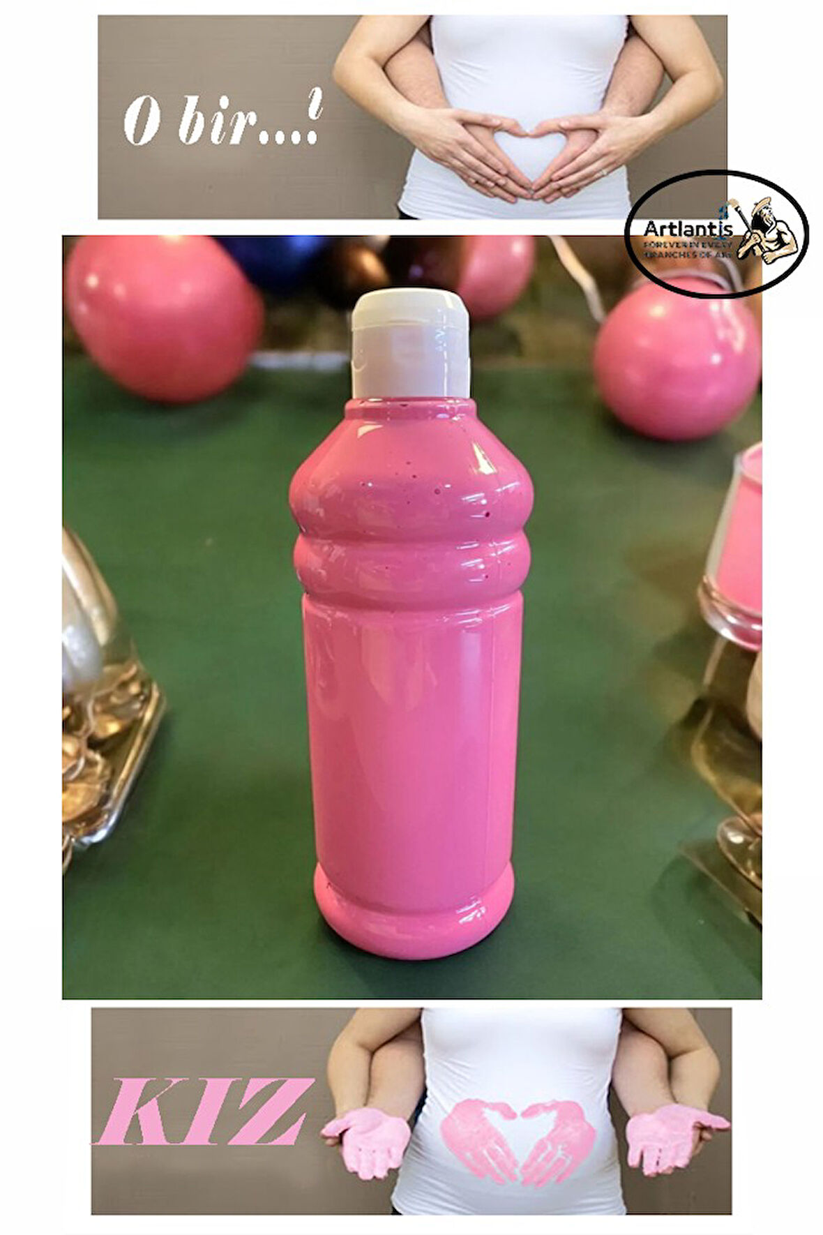 Pembe Cinsiyet Belirleme Parmak Boyası 1 Adet 500 ml Kız Cinsiyet Açıklama Boyası Yıkanabilir Zararsız