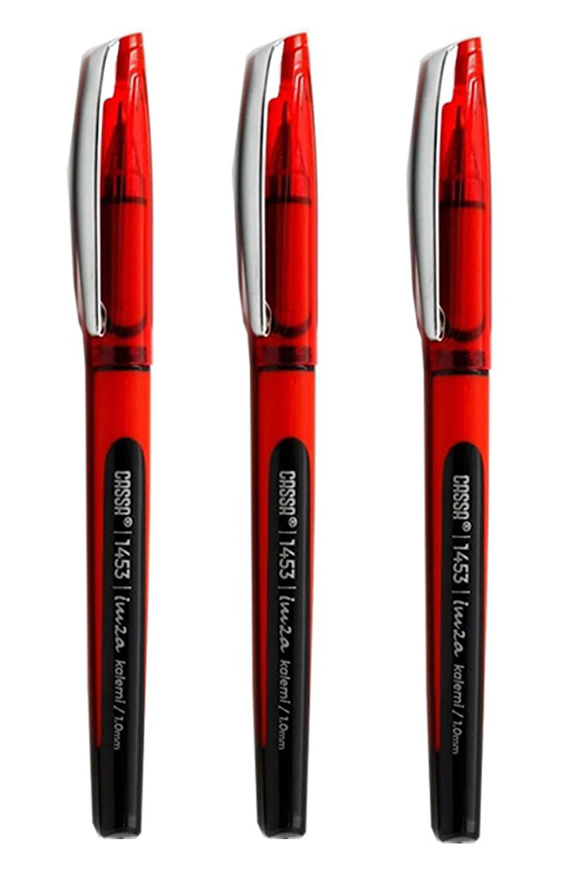 Kırmızı İmza Kalemi 3 Adet 1.00 mm Kalın Uçlu İmza Pilot Kalem Ekonomik Kaliteli Cassa 1453 İmza Kalemi