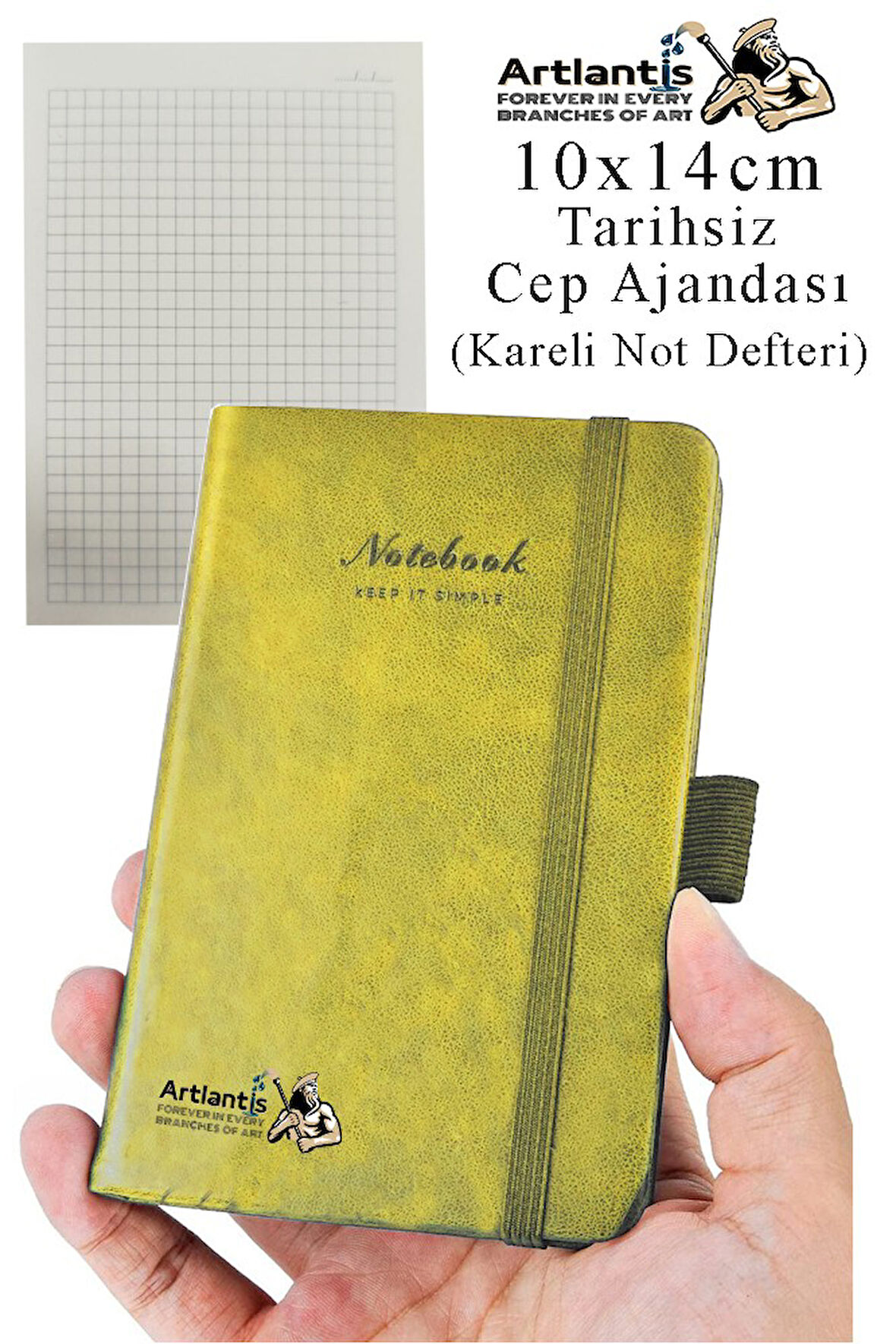 Sert Kapak Tarihsiz Ajanda 10x14 cm 1 Adet Sert Kapak Lastikli Not Defteri Cep Ajandası Kareli Kalem Tutuculu Thermo