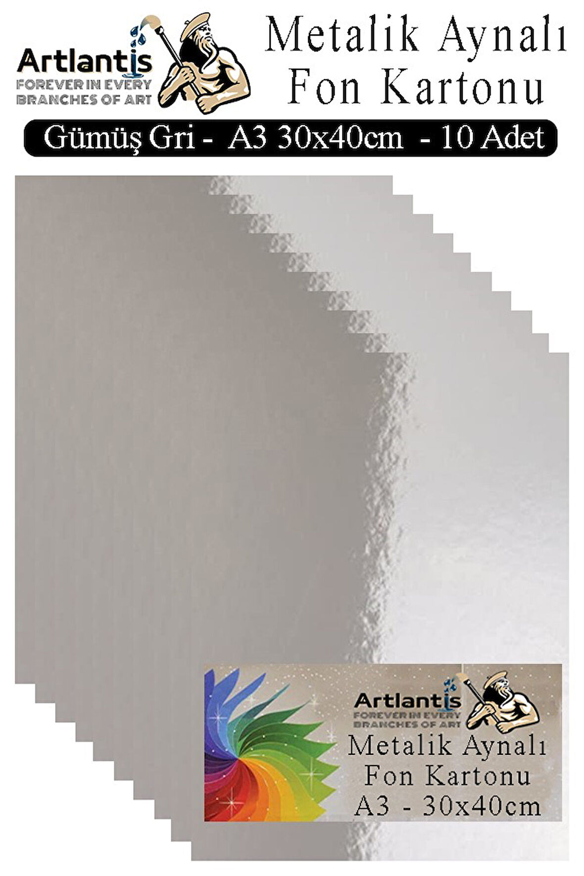 Metalik Aynalı Fon Kartonu 10 lu A3 30x42 cm 1 Paket Okul Sınıf Dekoratif Pırıltılı Folyo Kağıt Dekoratif Anasınıfı Kreş