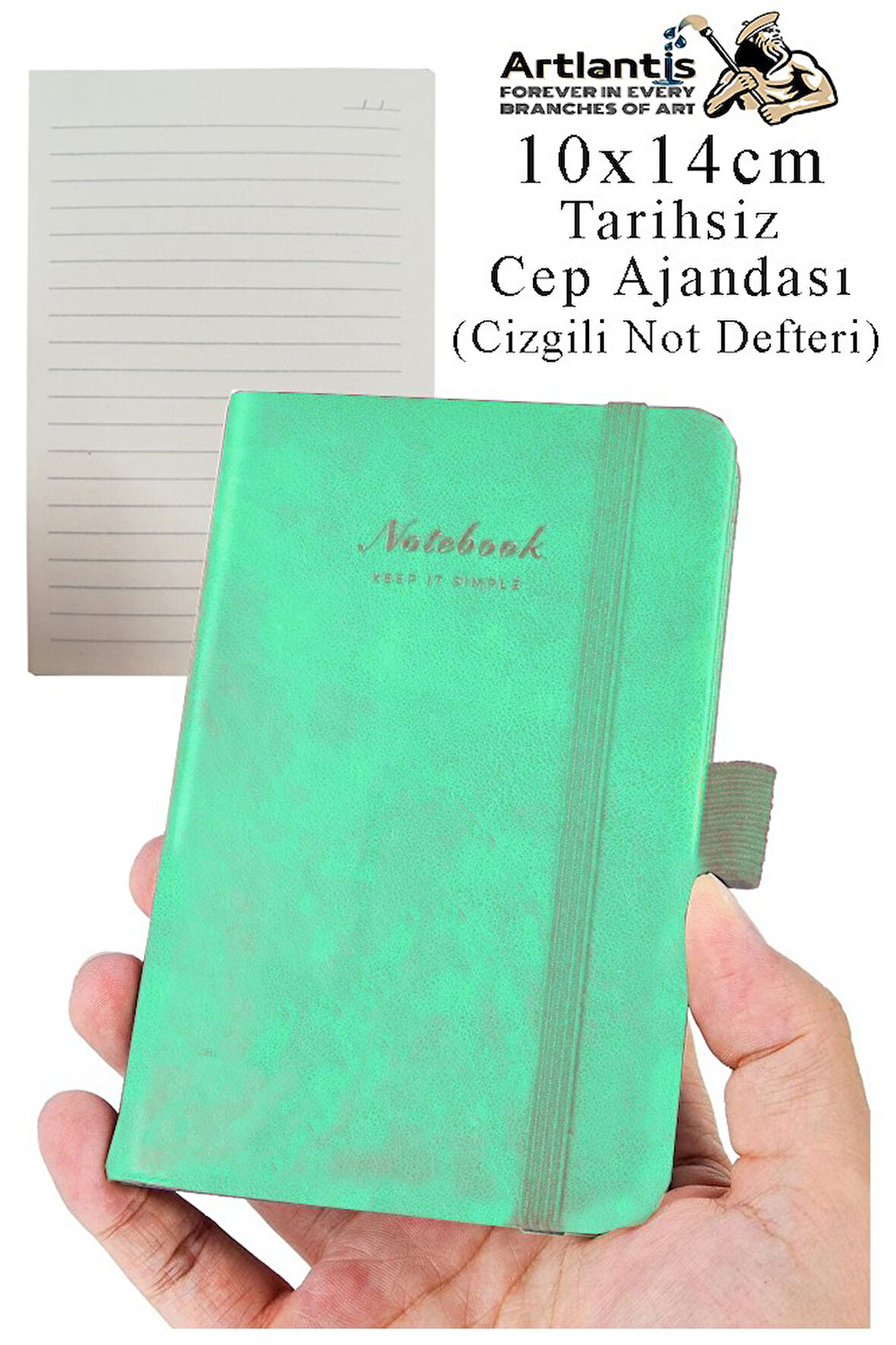 Sert Kapak Tarihsiz Ajanda 10x14 cm 1 Adet Sert Kapak Lastikli Not Defteri Cep Ajandası Çizgili Kalem Tutuculu Thermo