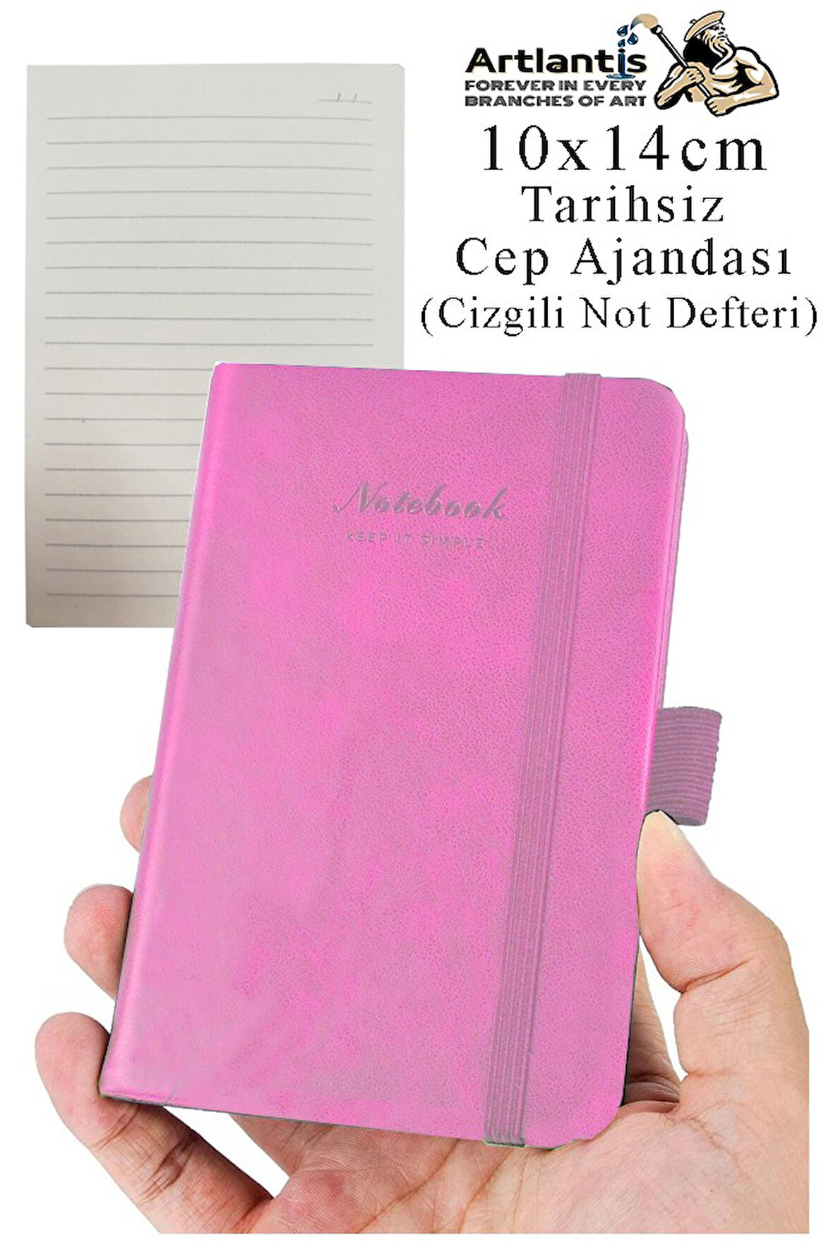 Sert Kapak Tarihsiz Ajanda 10x14 cm 1 Adet Sert Kapak Lastikli Not Defteri Cep Ajandası Çizgili Kalem Tutuculu Thermo