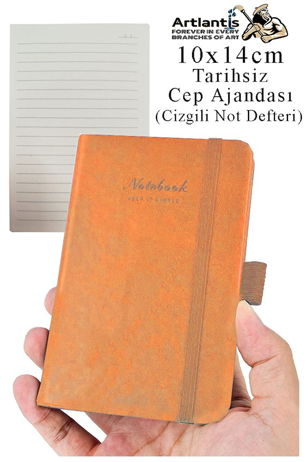 Sert Kapak Tarihsiz Ajanda 10x14 cm 1 Adet Sert Kapak Lastikli Not Defteri Cep Ajandası Çizgili Kalem Tutuculu Thermo
