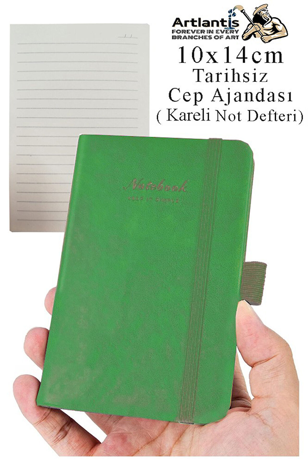 Sert Kapak Tarihsiz Ajanda 10x14 cm 1 Adet Sert Kapak Lastikli Not Defteri Cep Ajandası Kareli Kalem Tutuculu Thermo