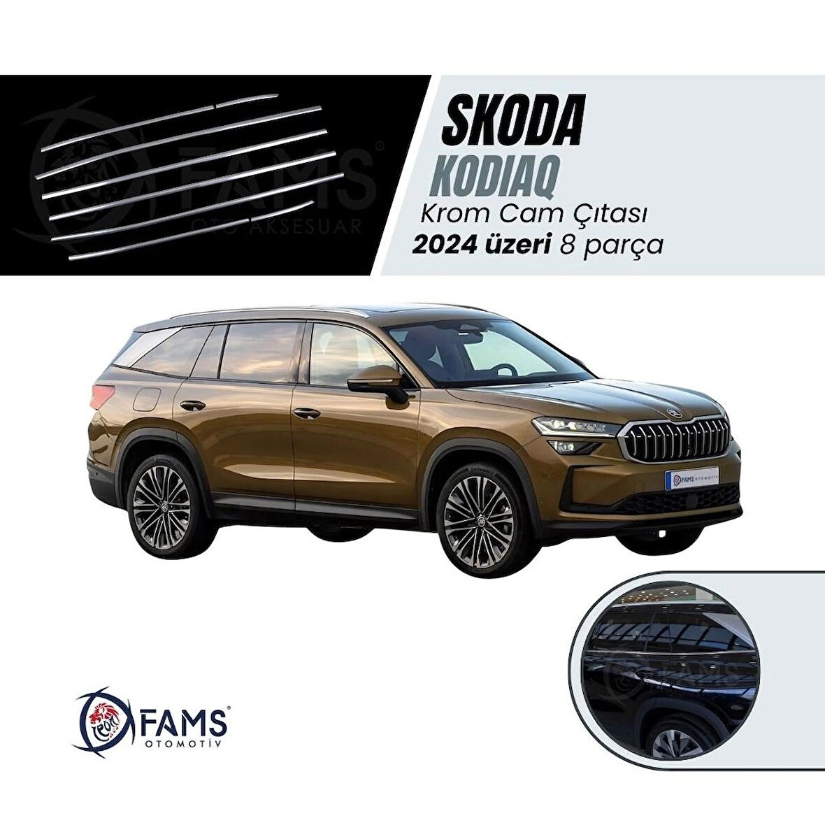 SKODA KODIAQ Uyumlu Cam Çıtası 8 Prç. 2024 Üzeri P.Çelik