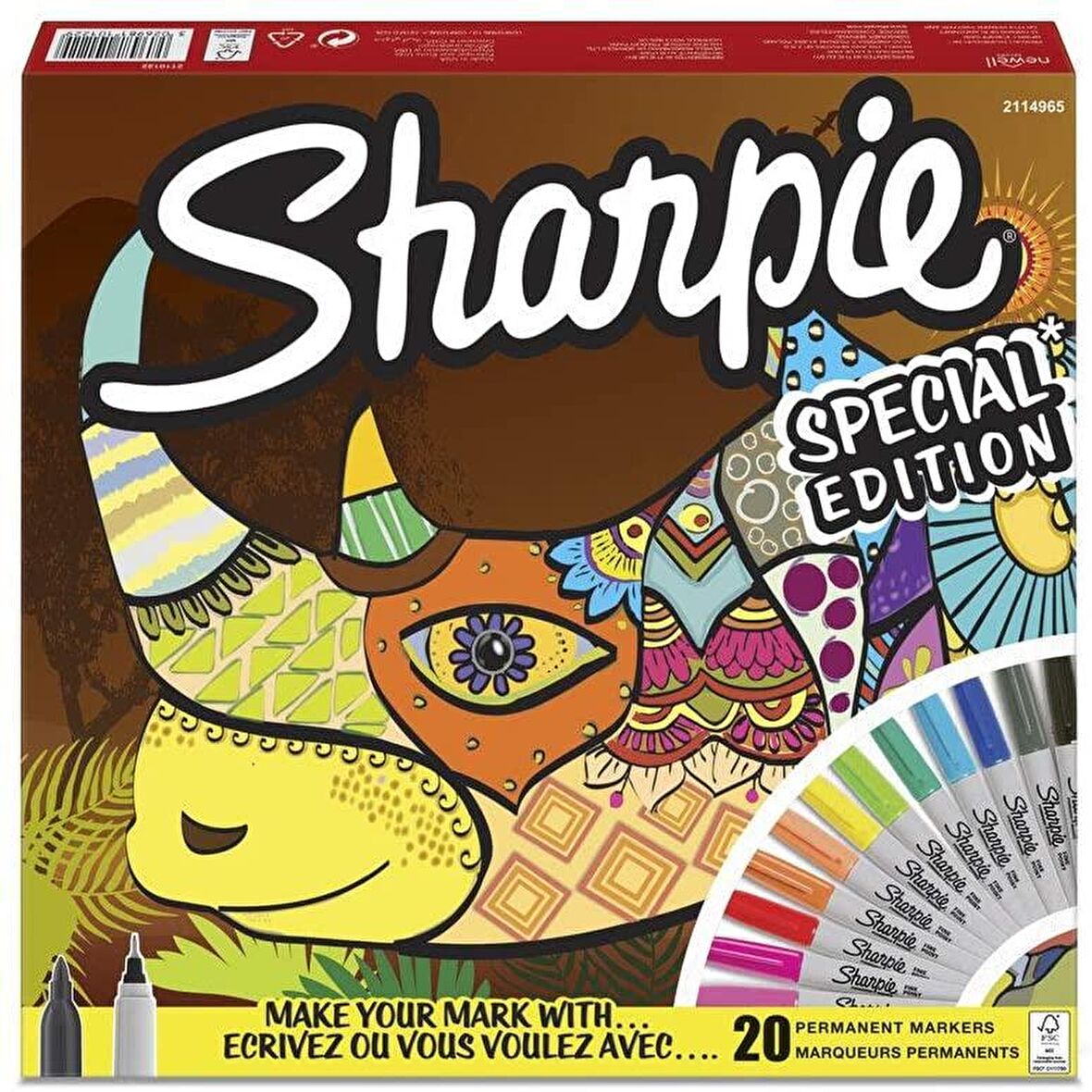 Sharpie Fine Permanent Markör 20 Li Gergedan Set