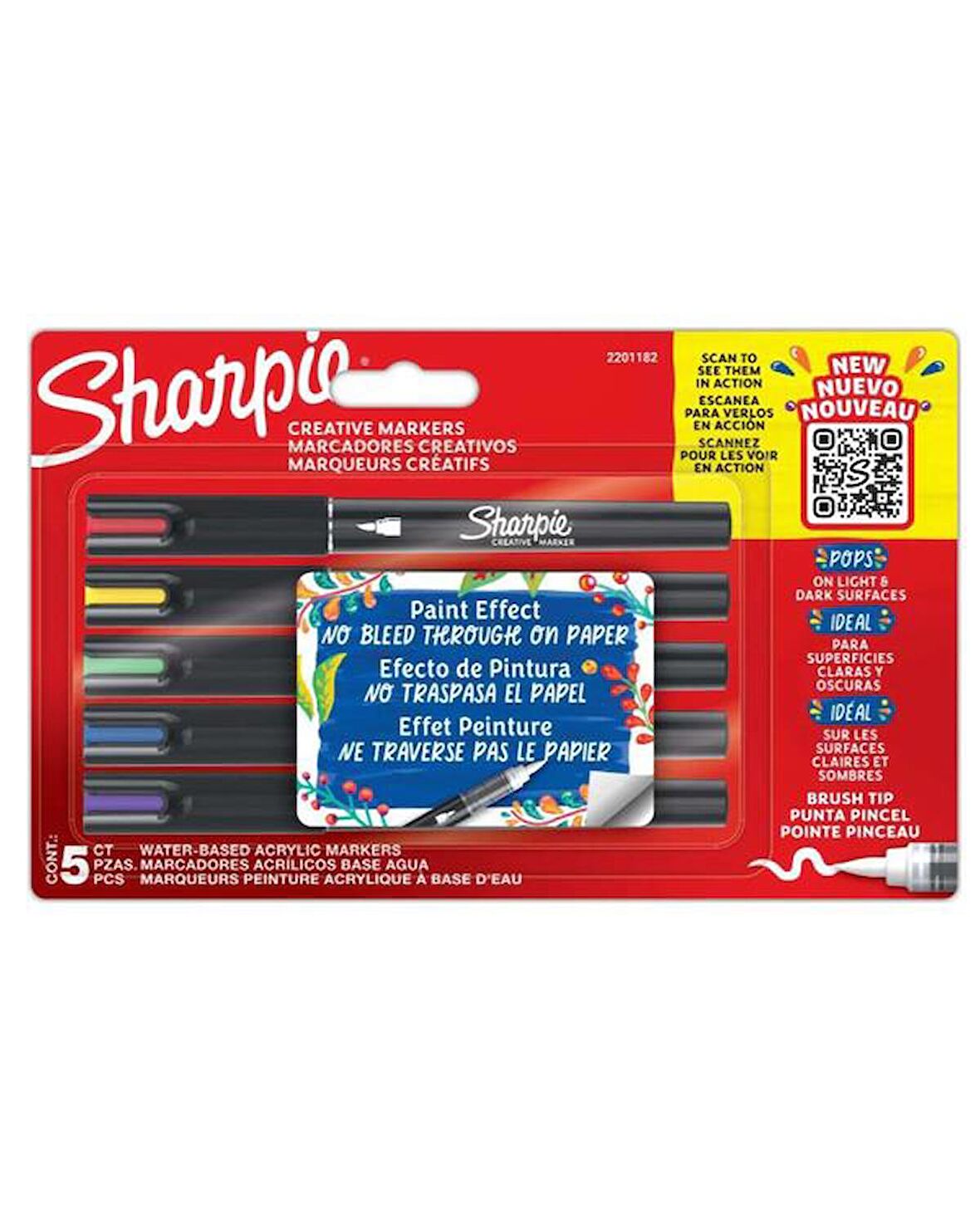 Sharpie Kreatif Marker Fırça Uçlu 5li Akrilik Kalem Seti 2201182