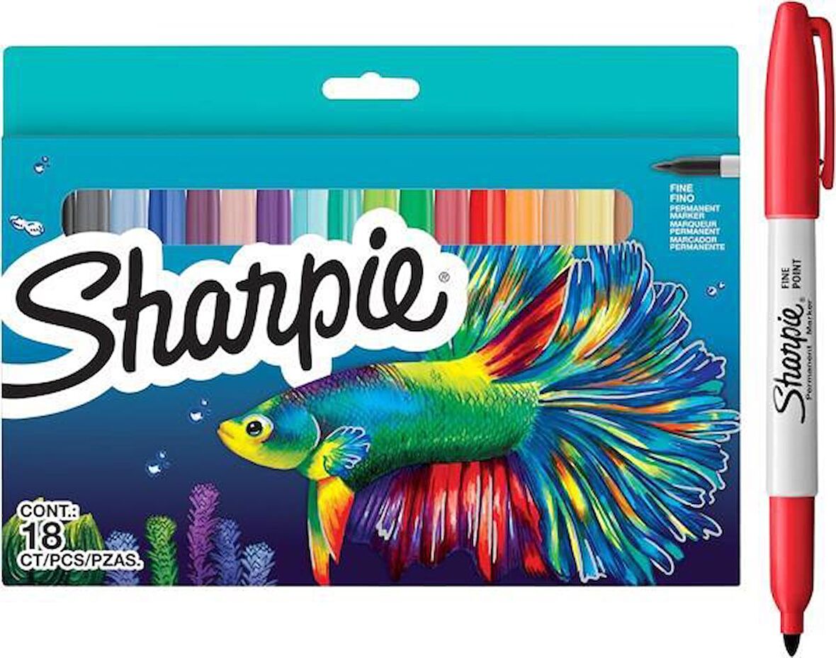 Sharpie Fine Permanent Markör 18'li Kutu-Balık