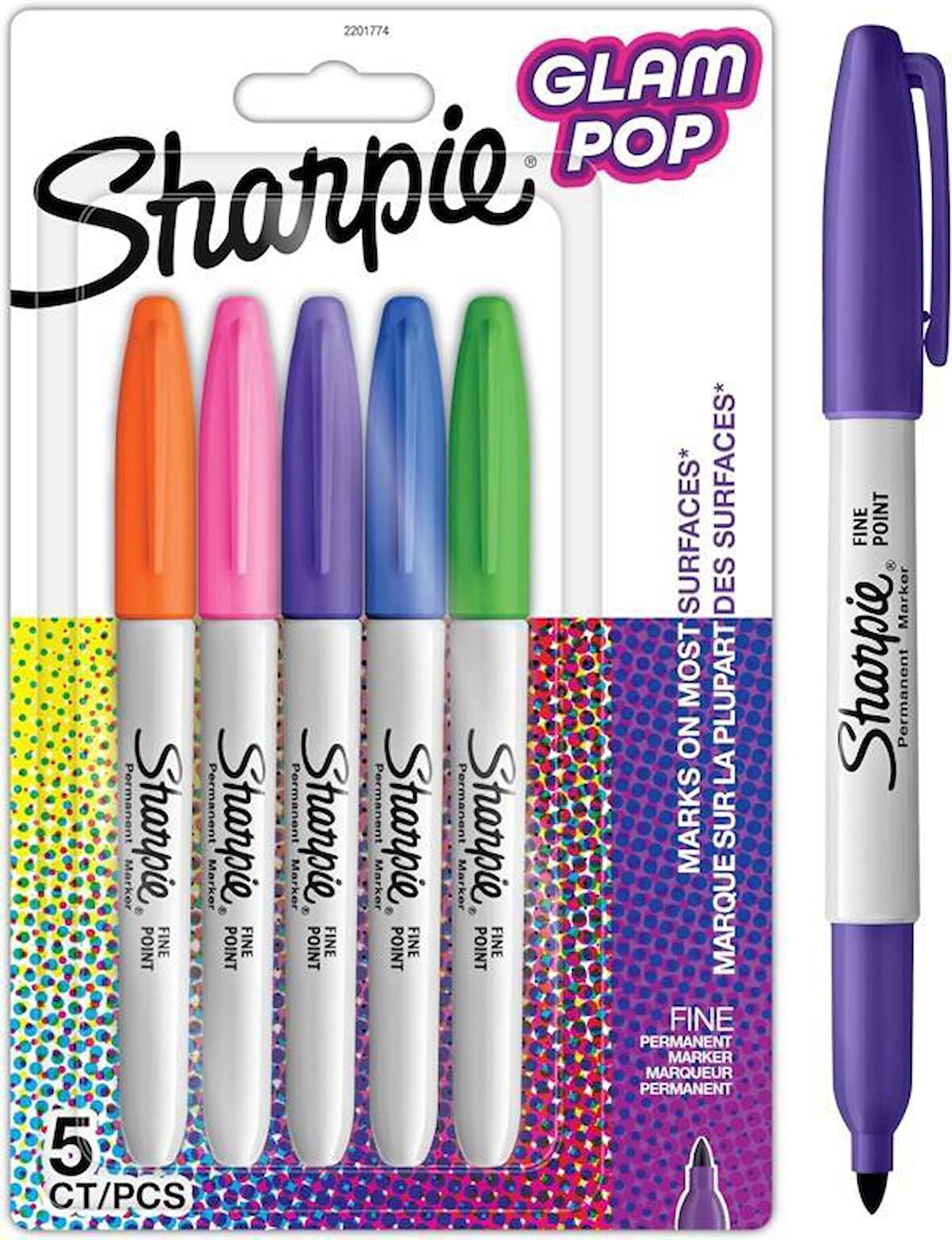 Sharpie Glam POP mFine Permanent Markör 5 Li