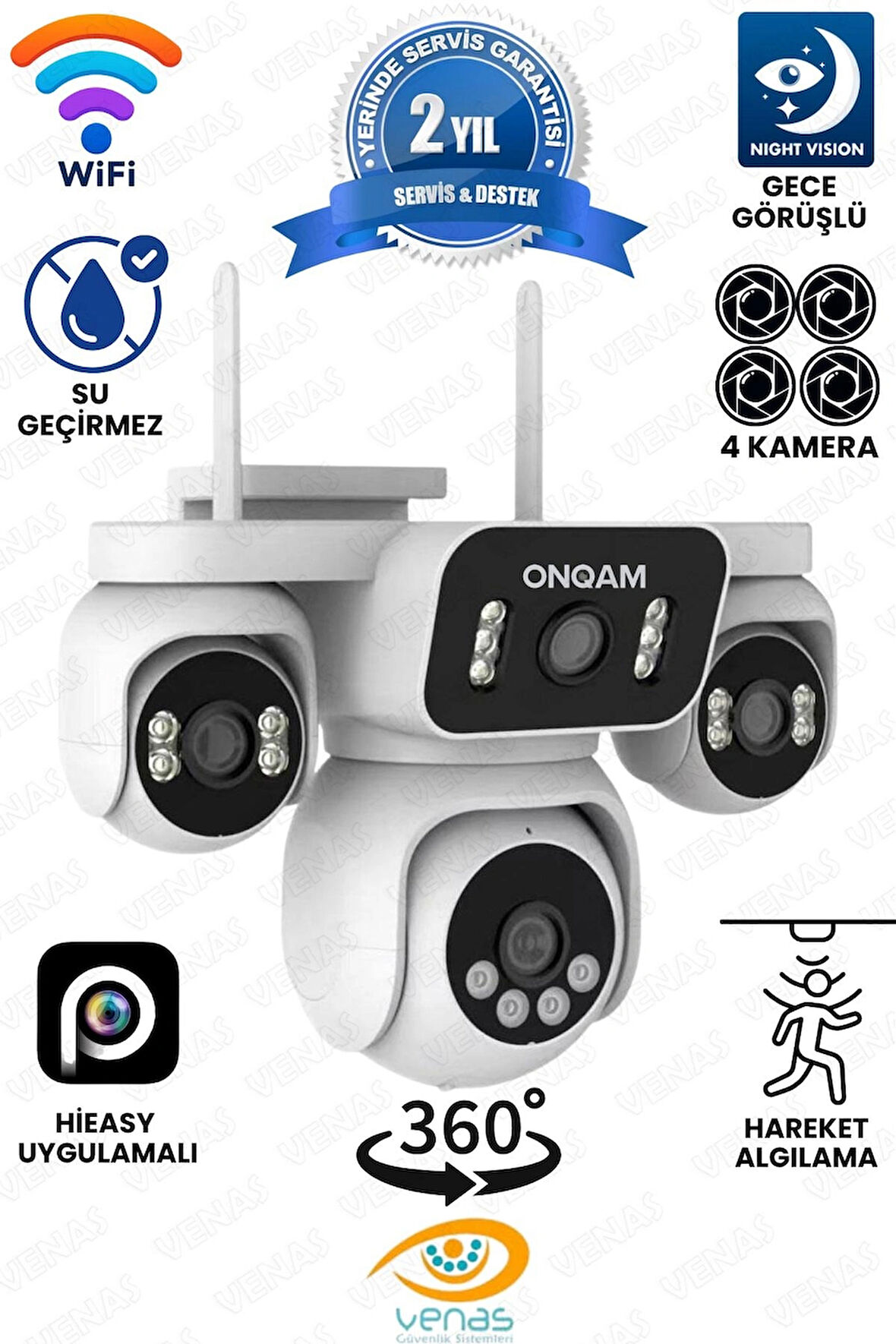 4 Kameralı Wifi Kablolu ve Kablosuz Güvenlik Kamerası