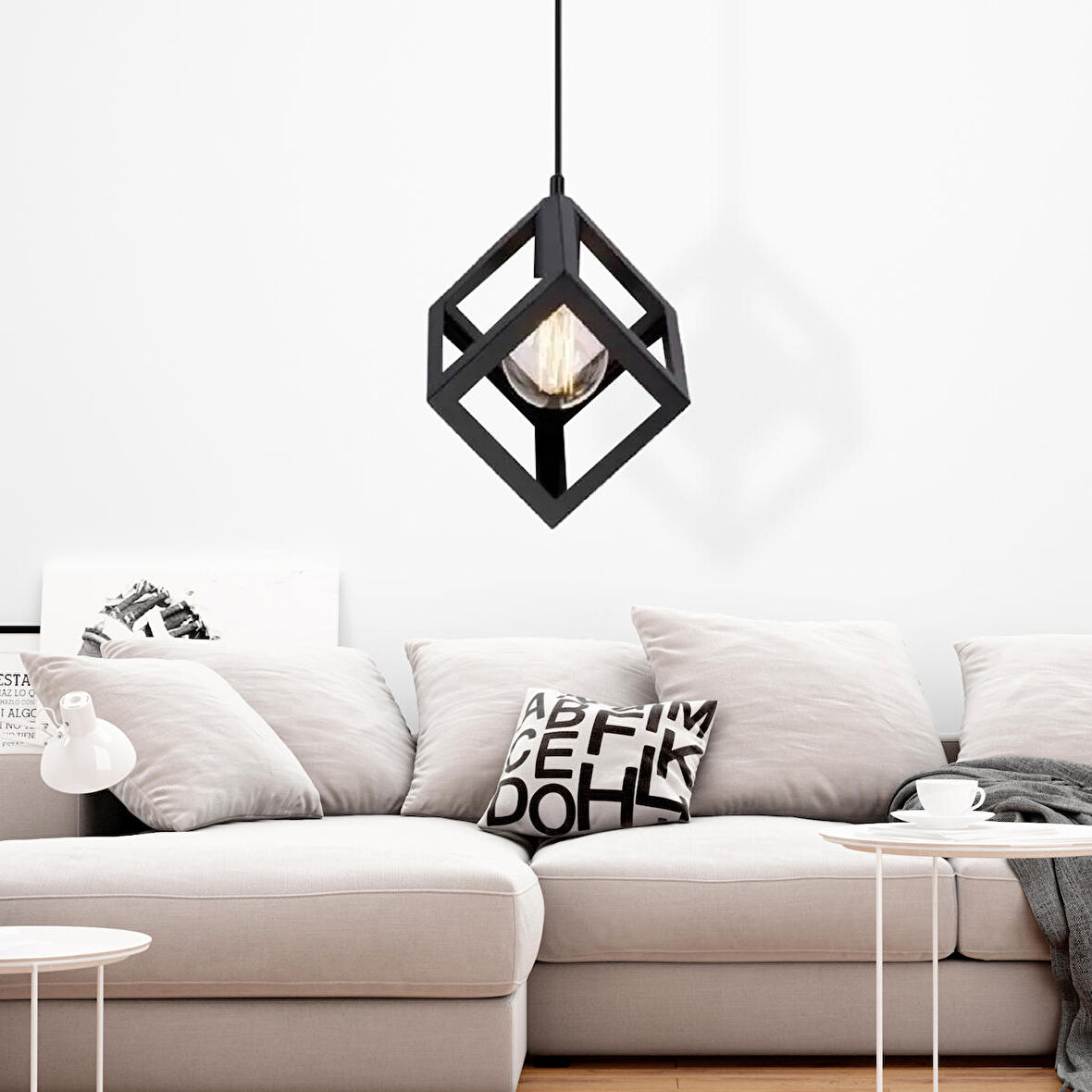 Cup Tekli Sarkıt Siyah Modern Retro Sarkıt Mutfak Salon Sarkıt Avize 