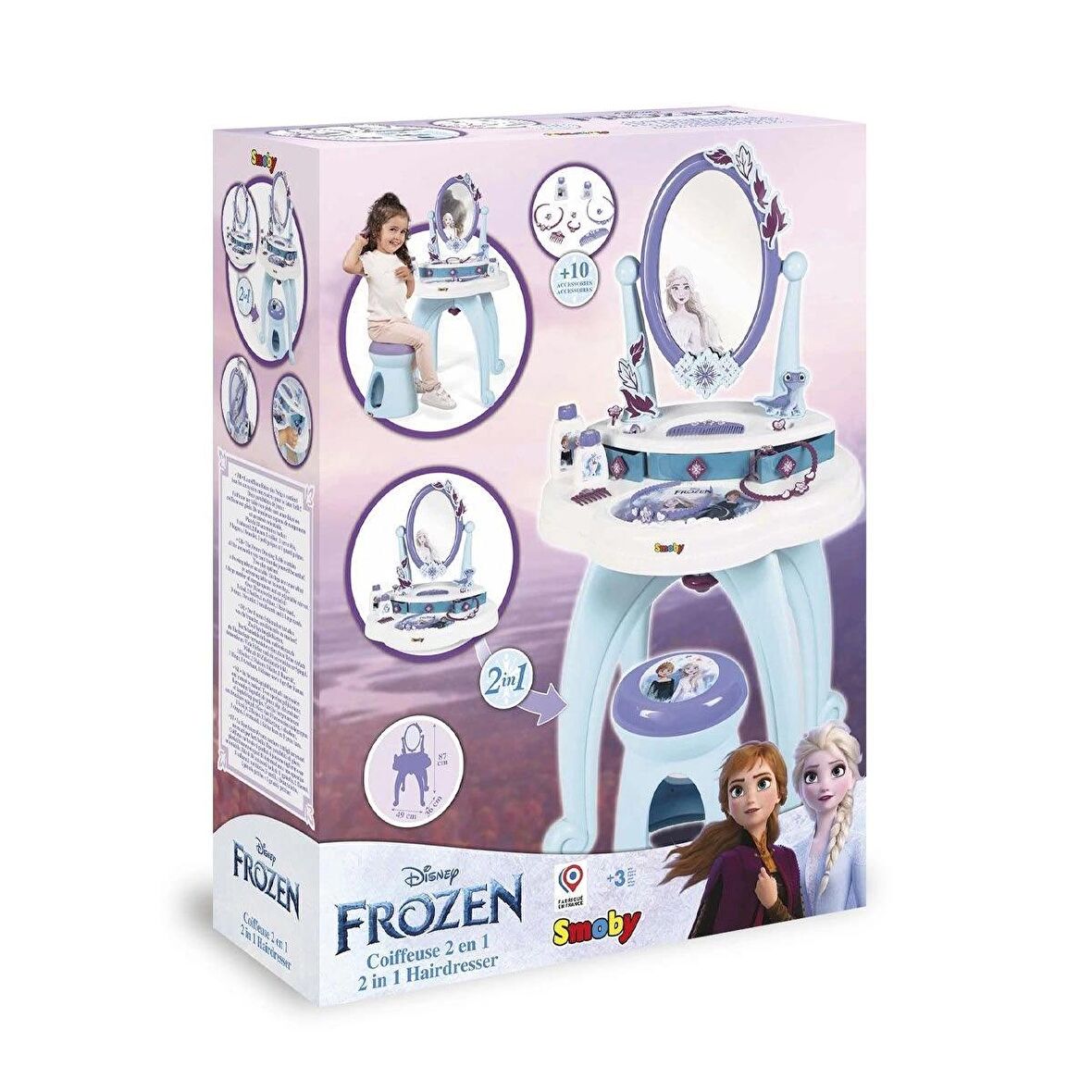 7600320244 Smoby Frozen 2si1 arada Makyaj ve Kuaför Masası Oyun Seti