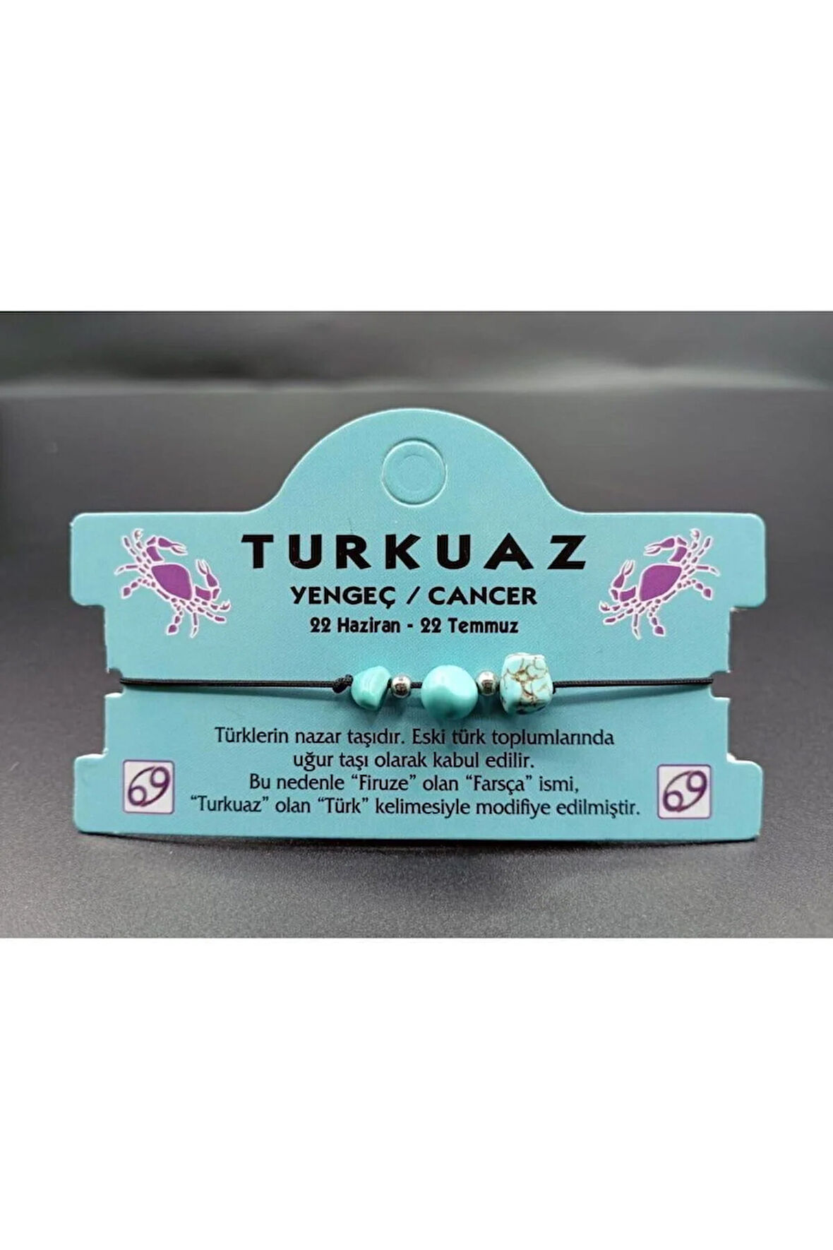 Doğaltaş Yengeç Burçu Turkuaz Taşı Burç Bileklik