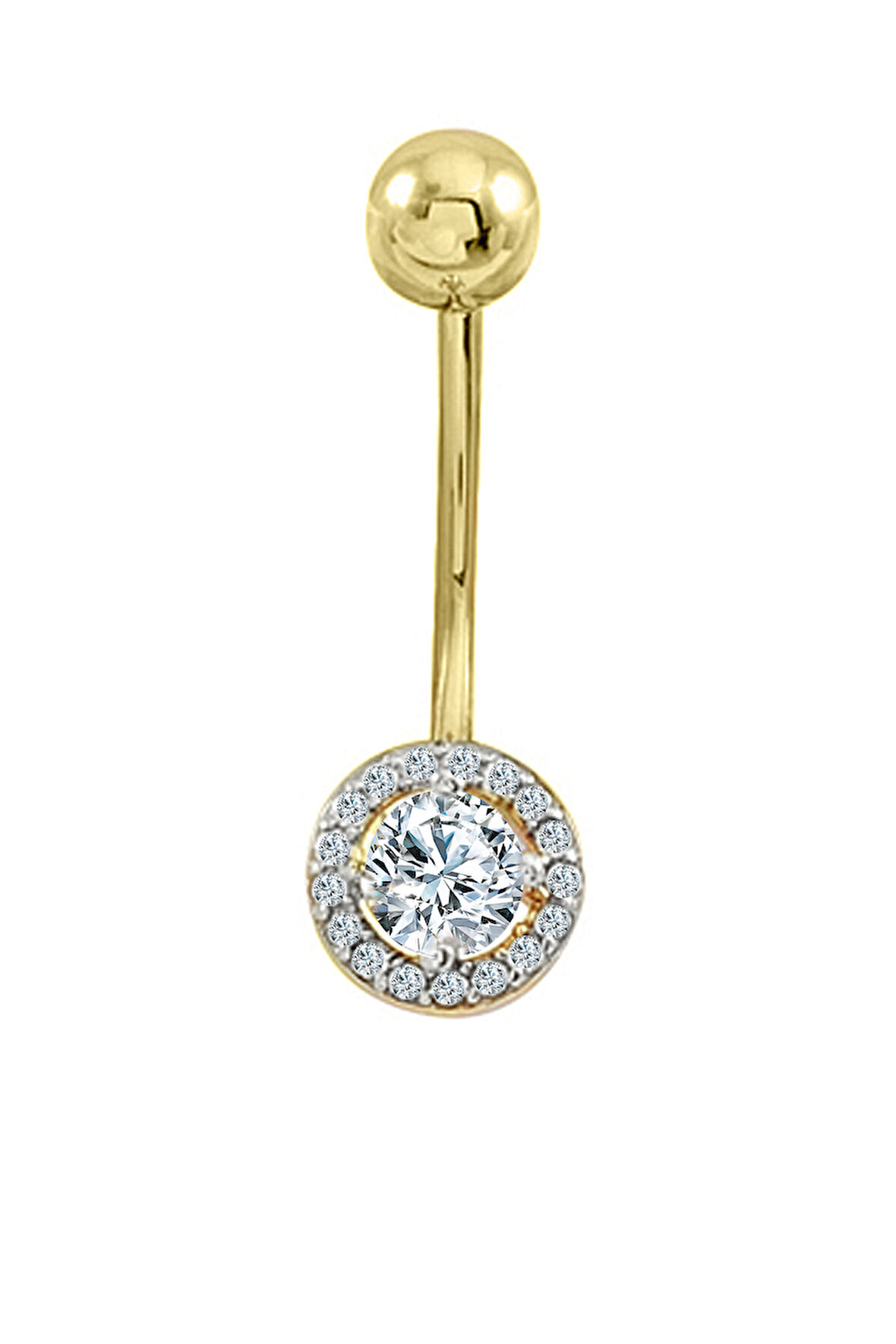Taşlı Altın Göbek Piercingi